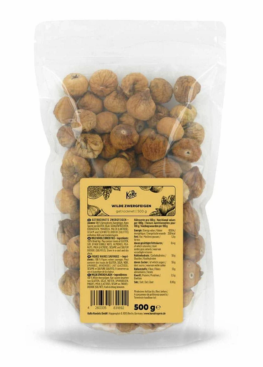 KoRo - Fichi nani selvatici 500 g - 100% frutta essiccata - Senza additivi - Senza solfiti - Nei dolci o come snack
