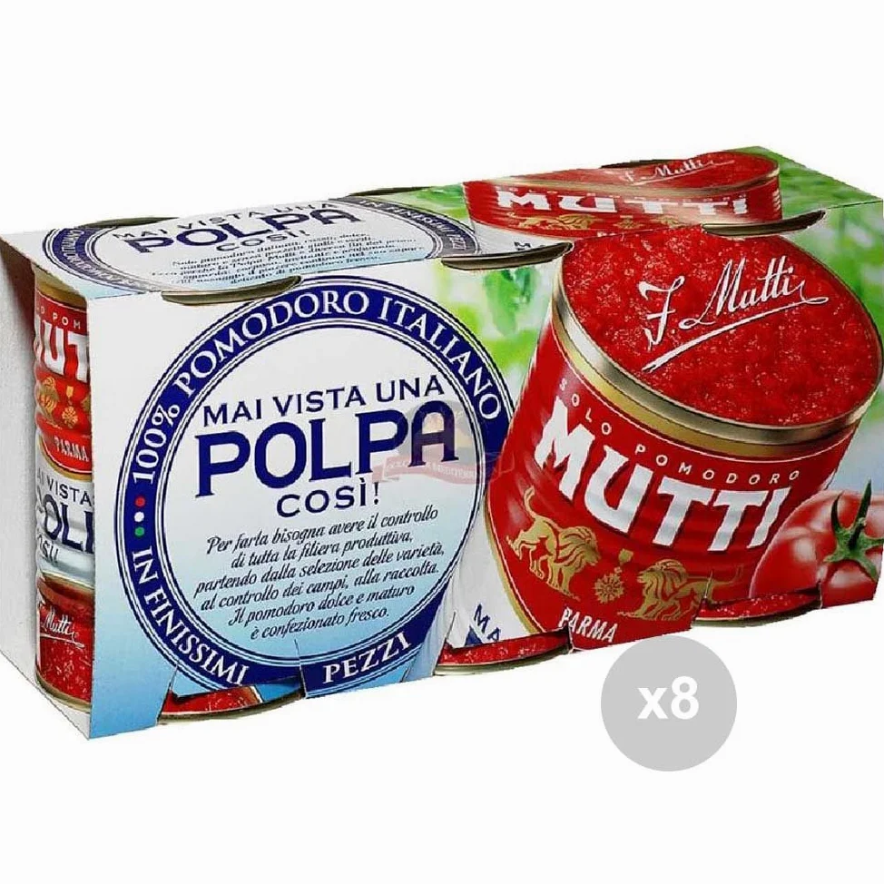 Mutti Set 8 Polpa di pomodoro in lattina 400x3 condimento per pasta