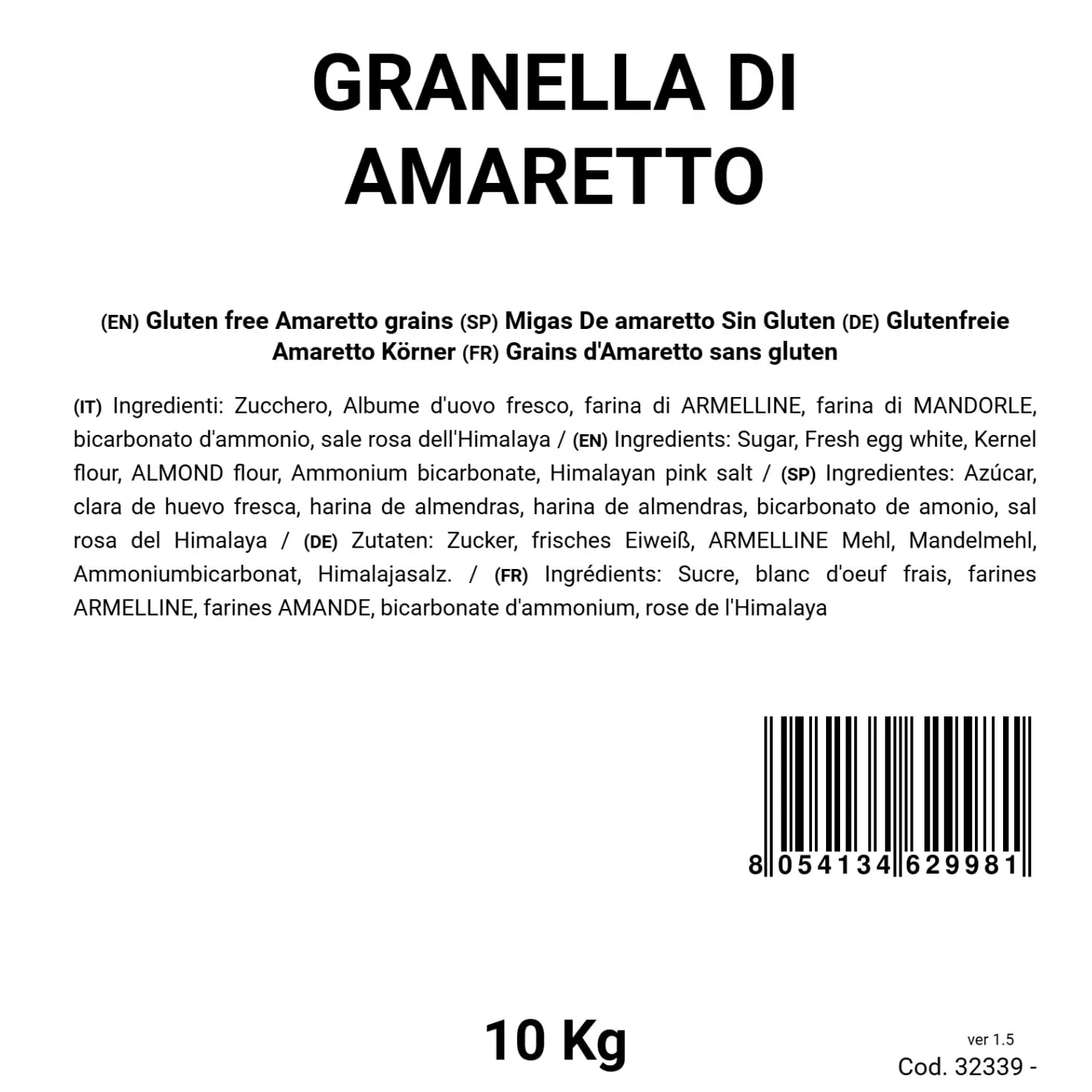 BONGIOVANNI FARINE E BONTA' NATURALI Granella di Amaretto 10kg