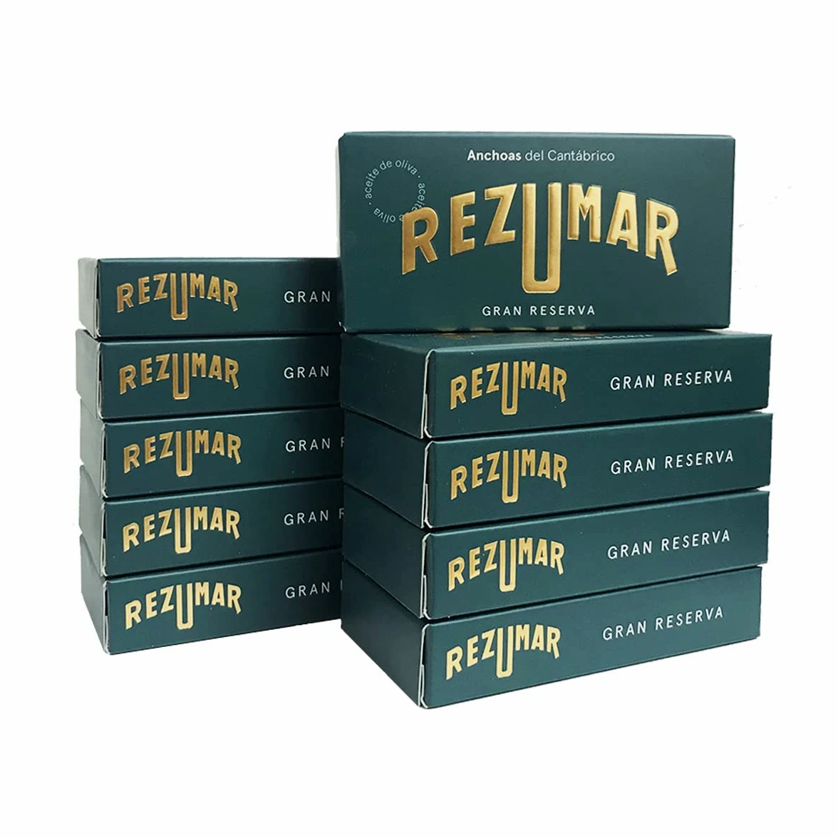 Rezumar - Gran Riserva - Filetti di Acciughe del Mar Cantabrico Gourmet in Olio d'Oliva - 10 Confezioni da 50 Grammi
