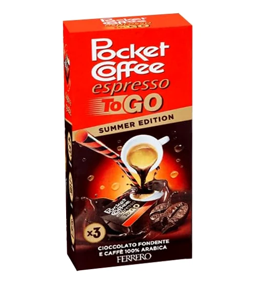 12X Pocket Coffee Espresso To Go Specialità Liquida al Caffè e Cioccolato Fondente Confezione da 3 Pezzi 64,8ml - Summer Edition