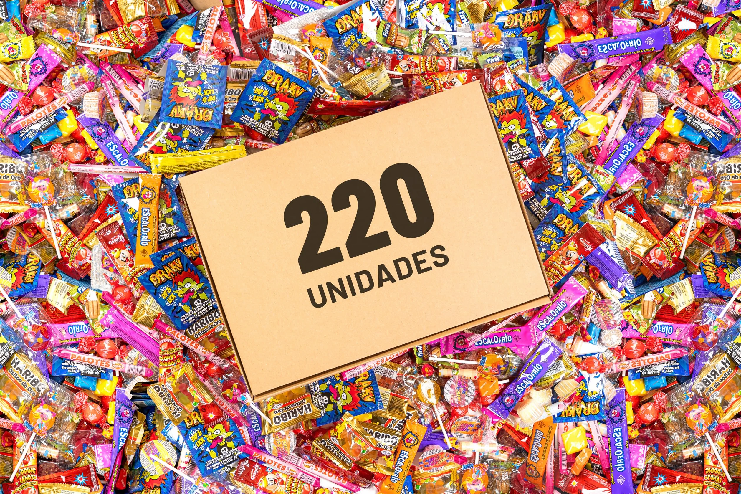 PARTYLAND Mega Pack 220 Dolci, Caramelle e Candy per feste per bambini, Compleanni, Halloween e Natale. Incartato individualment