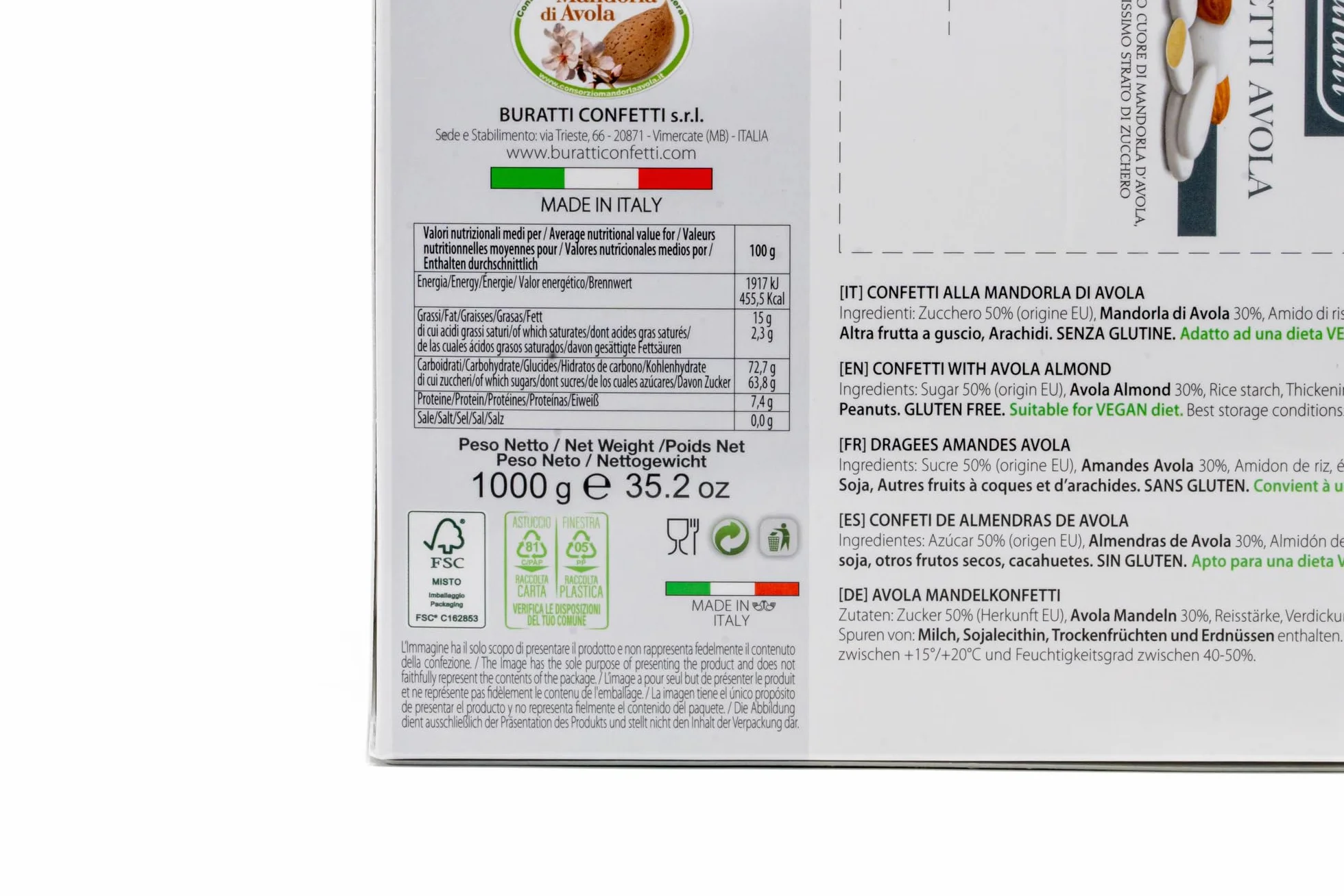 Buratti Confetti alla Mandorla di Avola, Avole Torino - 1000 g