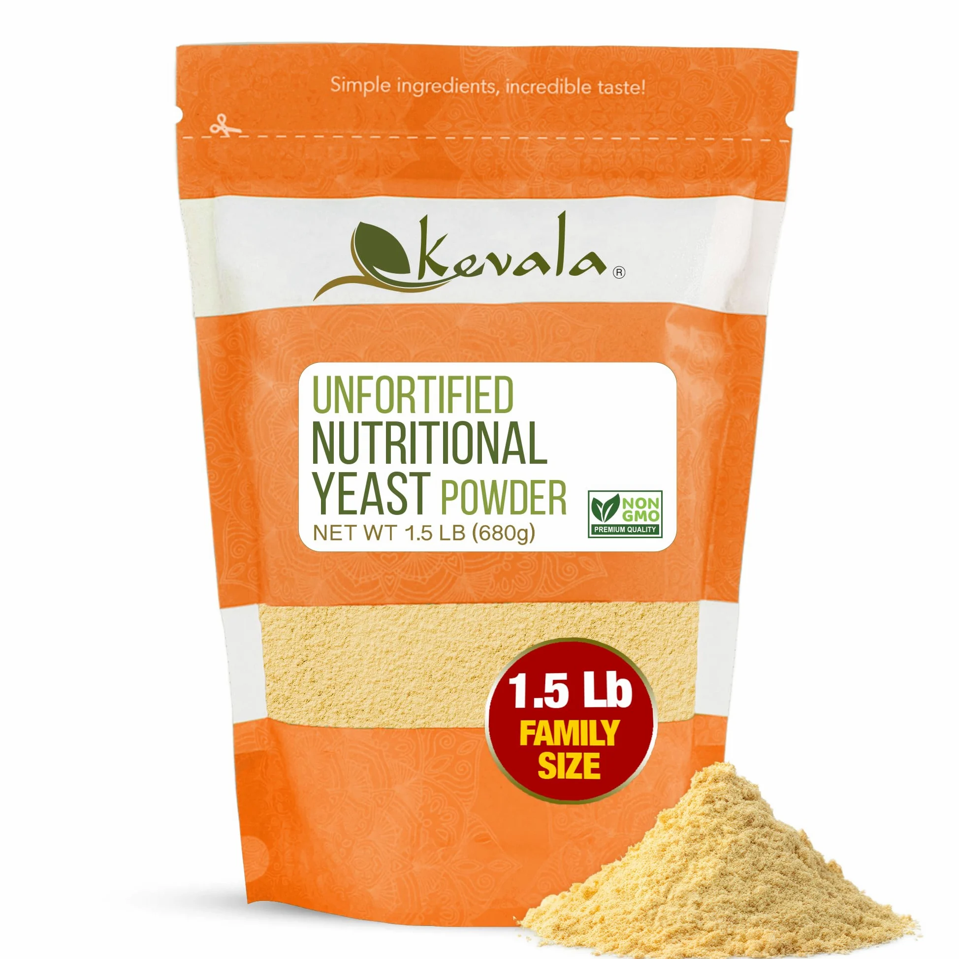 Kevala Lievito nutrizionale - Polvere non fortificata premium per cucina vegana, prodotto negli Stati Uniti, condimento con un sapore di formaggio, lievito secco senza sale aggiunto per alimenti