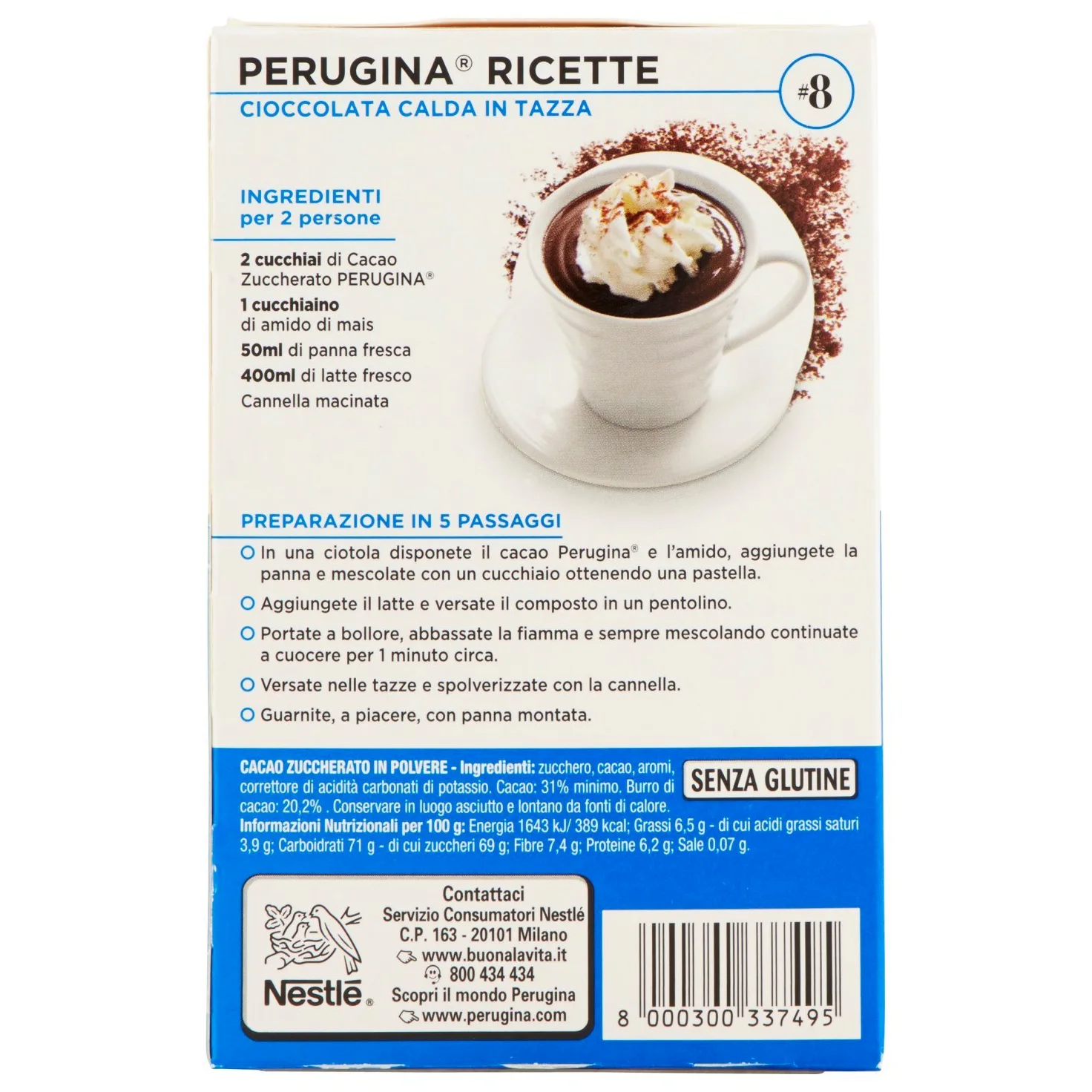 PERUGINA Cacao Zuccherato in polvere 75g - [confezione da 36]