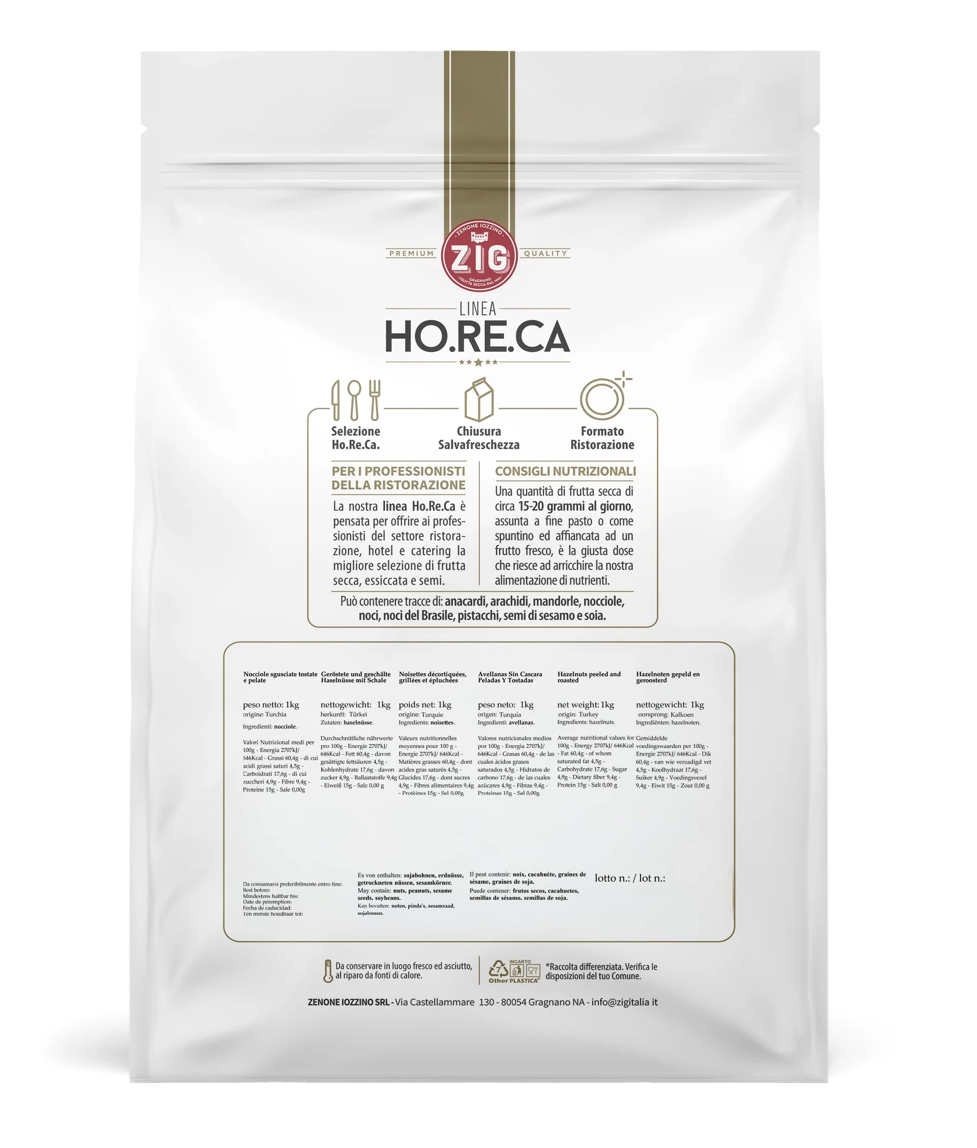ZIG - HORECA - Nocciole sgusciate premium tostate e pelate 1 Kg