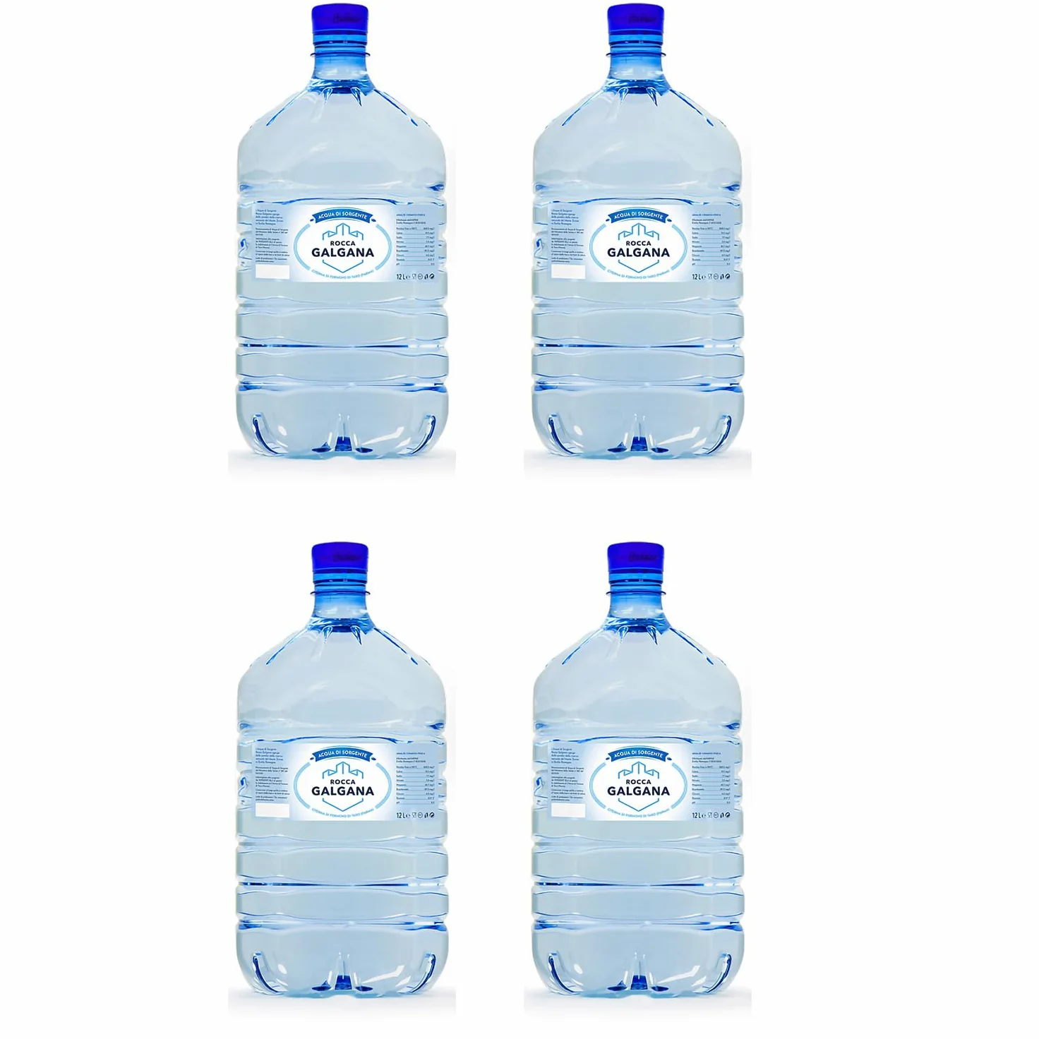 GOVITA - Set da 4 | BOCCIONE d'Acqua Naturale da 12 Litri in Pet monouso con Attacco Standard per Dispenser - BEVERINI CASA E Ufficio - Altezza 45cm (4)
