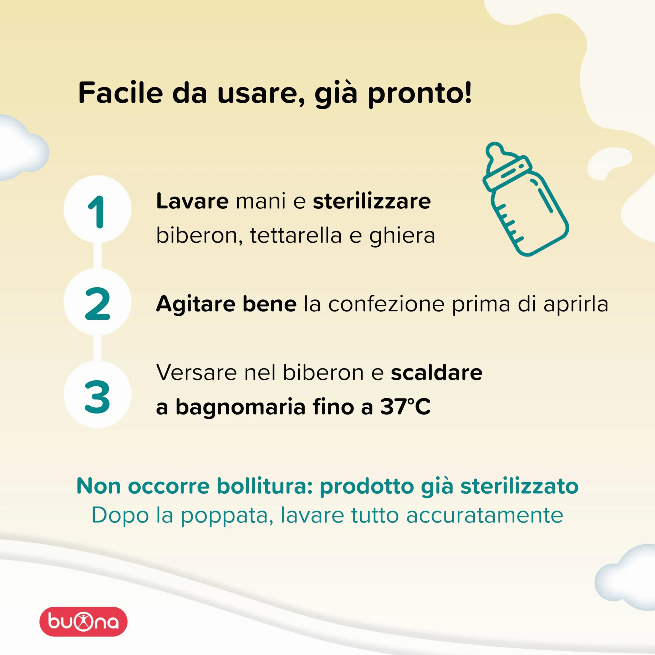Buona Bb Milk 1-3 anni Liquido Alimento a Fini Medici Speciali per Lattanti Coliche, Stipsi e Disturbi Gastrointestinali Minori Con Postbiotico Latte 1 Liquido Pronto all’Uso dalla Nascita