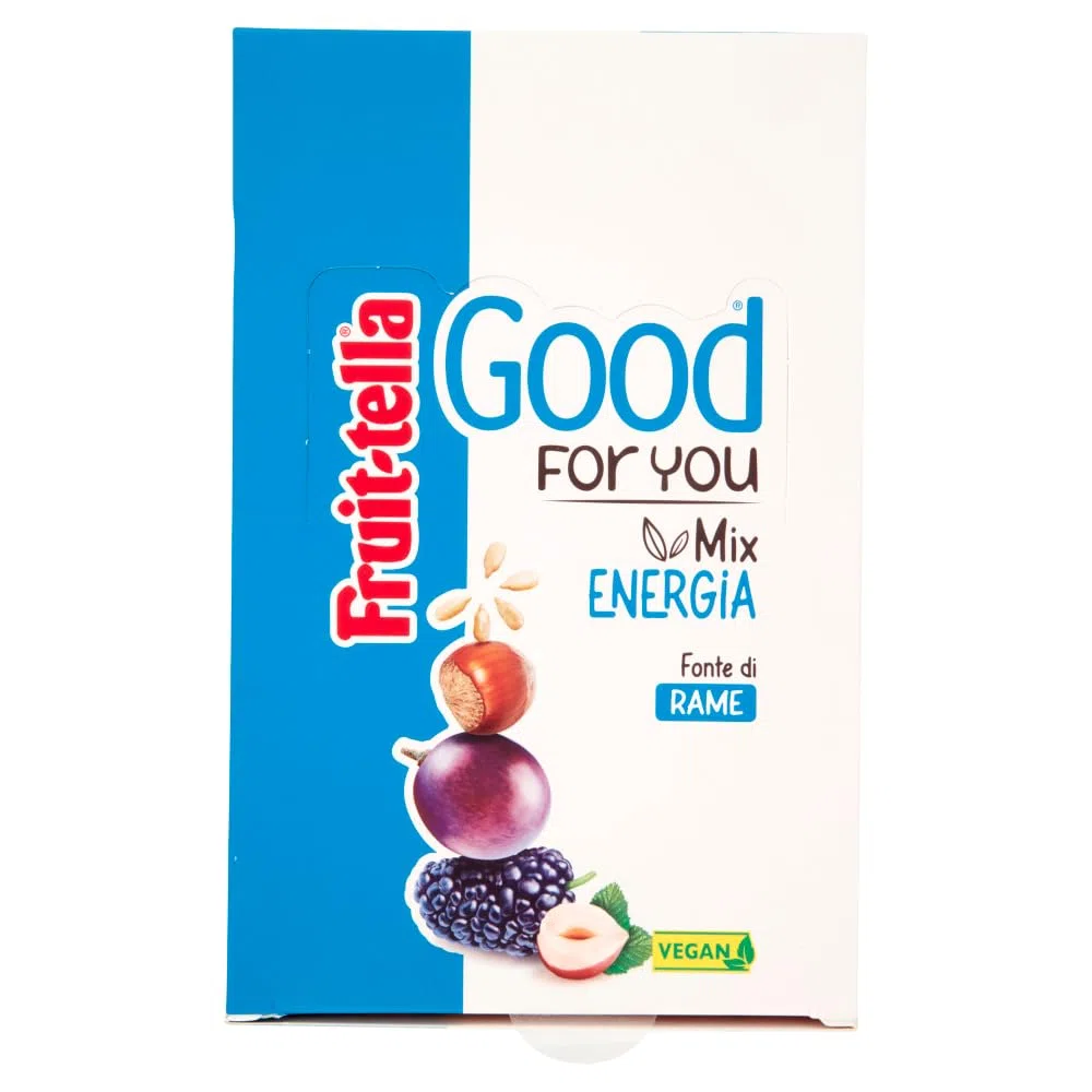 Fruittella Good For You Mix Energia, Snack di Semi, Frutta Secca e Disidratata, Vegan, Fonte di Rame, Senza Glutine, Confezione da 20 Bustine Monoporzione, da portare sempre con Te