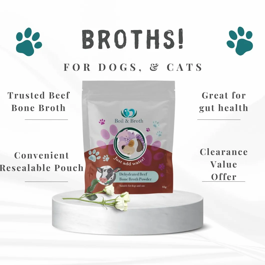 Brodo di manzo bollire e brodo per cani | 100% puro brodo proteico in polvere | Fino a 21 porzioni | Collagene bovino di tipo II | Ossa alimentate con erba britannica | Grado umano | Anca e