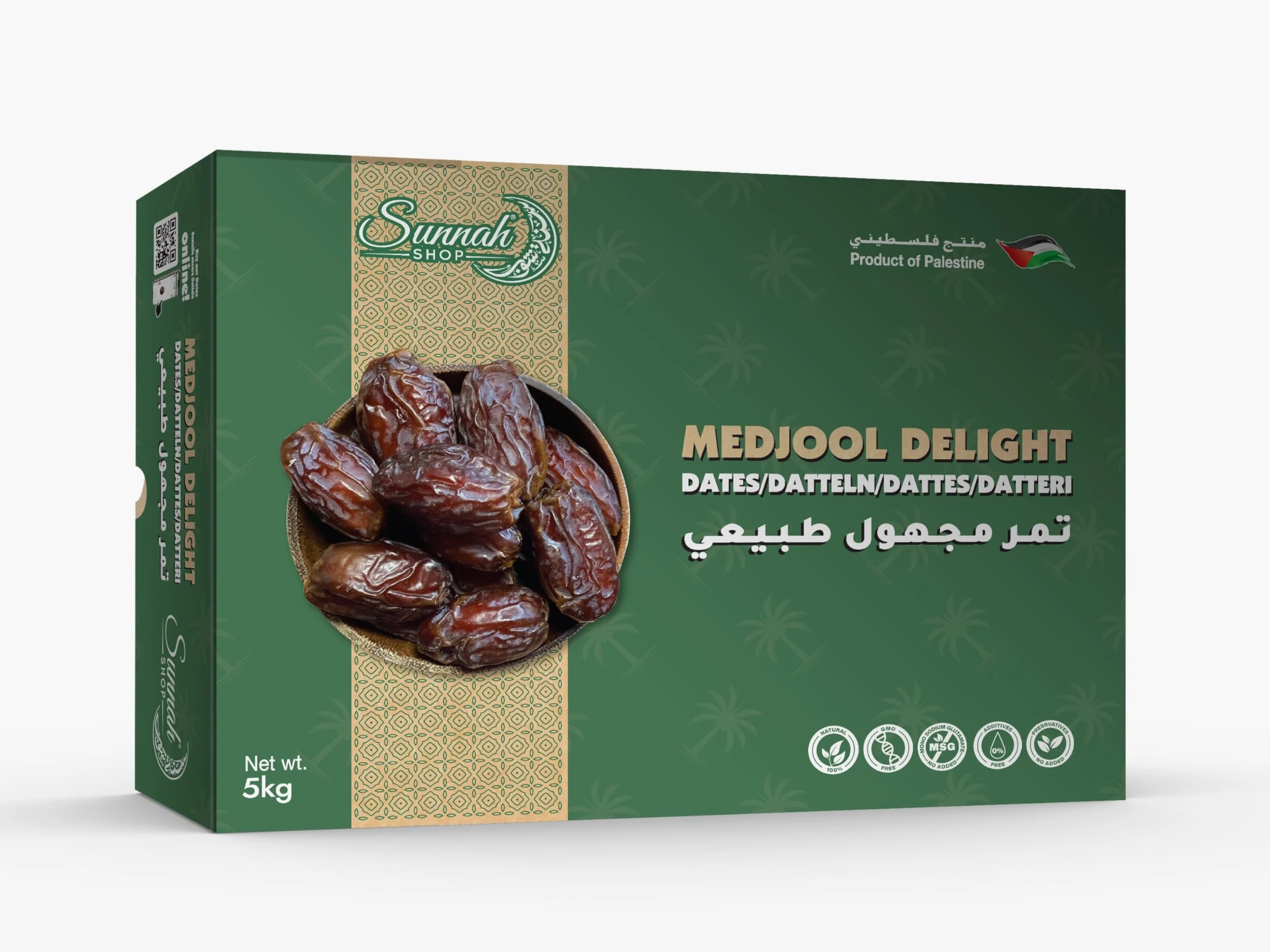 Sunnah Shop® Jumbo Medjool Datteri dalla Palestina 5 kg Medjoul Datteri Delight | Datteri reali del raccolto fresco | sapore unico caramello | 100% naturale senza additivi