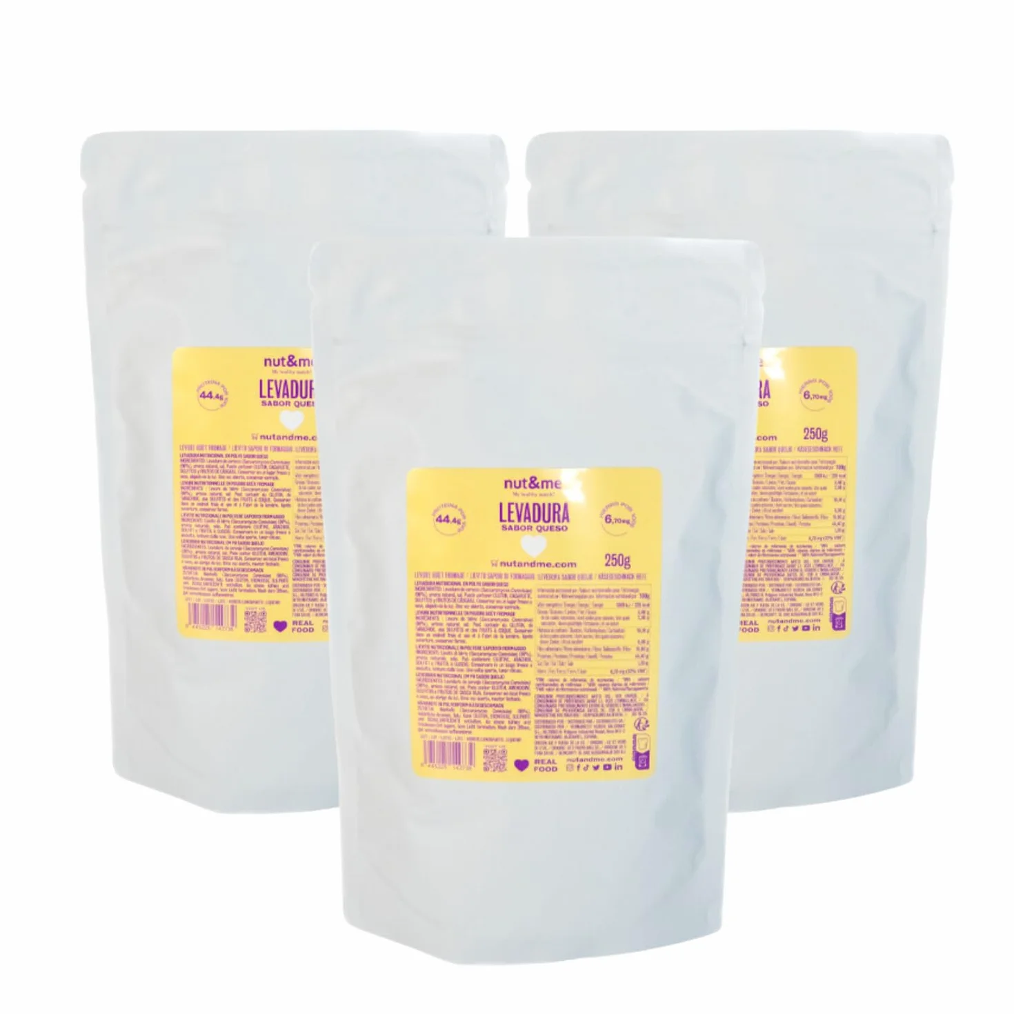 Lievito Nutrizionale Sapore di Formaggio 750 gr nut&me | Lievito in Polvere | Sapore di Parmigiano Reggiano | Alto in Proteine | Fonte di Ferro | Vegan | Low carb | Pack 3 x 250 gr
