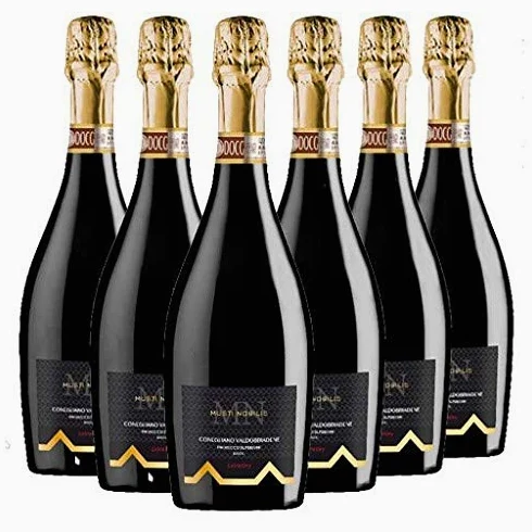 MUSTI NOBILIS Prosecco Conegliano Valdobbiadene DOCG, Extra Dry Millesimato, Spumante, Ideale per Aperitivo, con Antipasti, Risotti e Primi Piatti di Verdure e Pesce, 6 x 750 ml, Made in Italy, 11%Vol