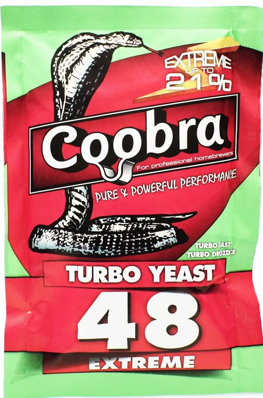 6 x Turbo Lievito alcole – Coobra 48 Extreme 135g, Lievito per fermentazione di zucchero o frutta, Spirito Lievito, Vodka Lievito