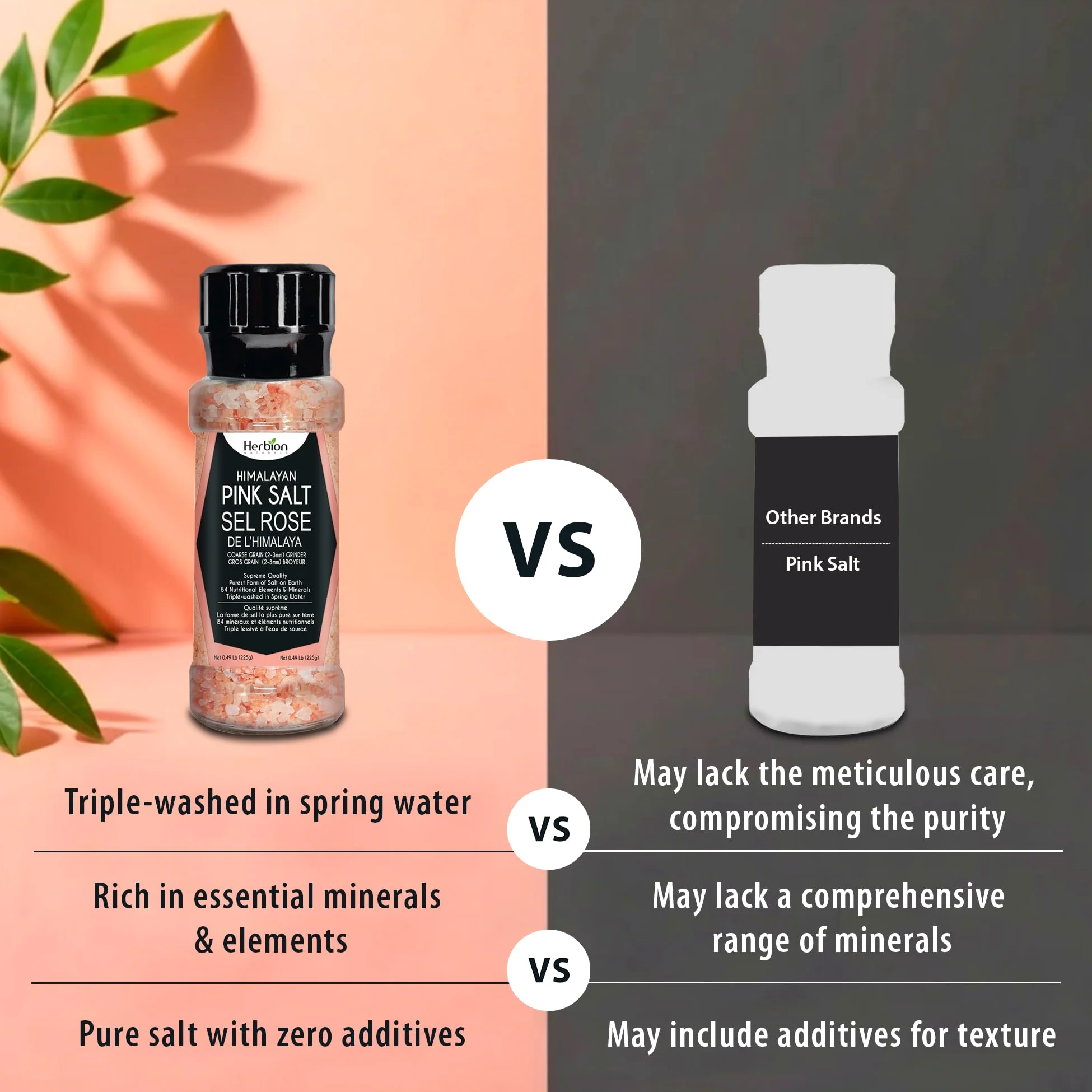 Herbion Naturals Himalayan Pink Salt Grinder a grana grossa, 225 grammi, facile da usare, qualità suprema, forma più pura di sale (confezione da 1)