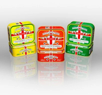 Ventresca, tarantello e tonno di corsa in scatola. 2 pz x 360 gr il varietà (6 pz da 360 gr in totale). Tonno di tonnara lavorato a Buggerru. Le parti nobili del tonno rosso. Sarda Affumicati