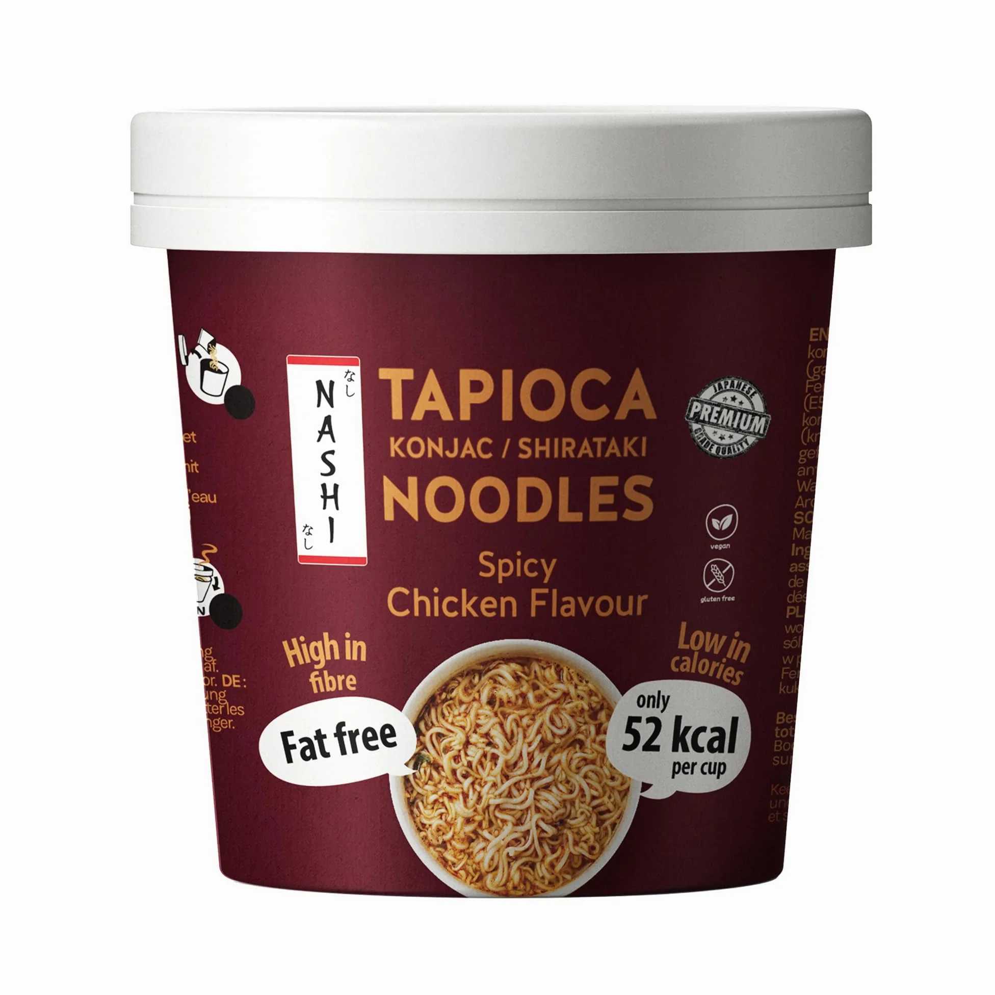 Nashi Tapioca Konjac Shirataki Noodles | Pollo Piccante (6x150g) | Senza Glutine & Grassi | Solo 52 kcal, Ricco di Fibre | Pronto da Mangiare | Alternativa Sana per Dieta Keto e Low Calorie