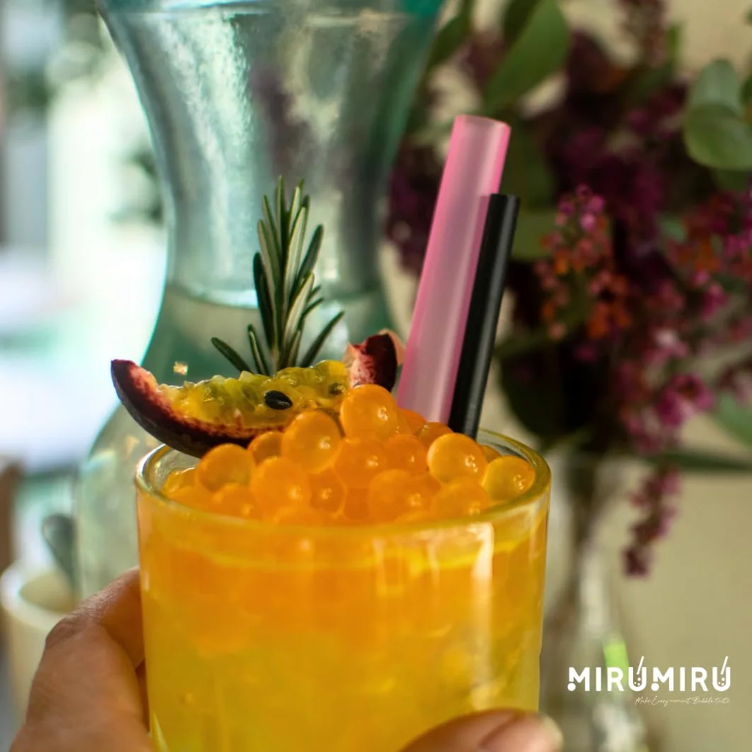 MiruMiru - POPPING BOBA ORIGINALE per Bubble Tea - Pesca - 140g - senza coloranti artificiali, meno zucchero, 100% VEGETALIANO e SENZA GLUTINE