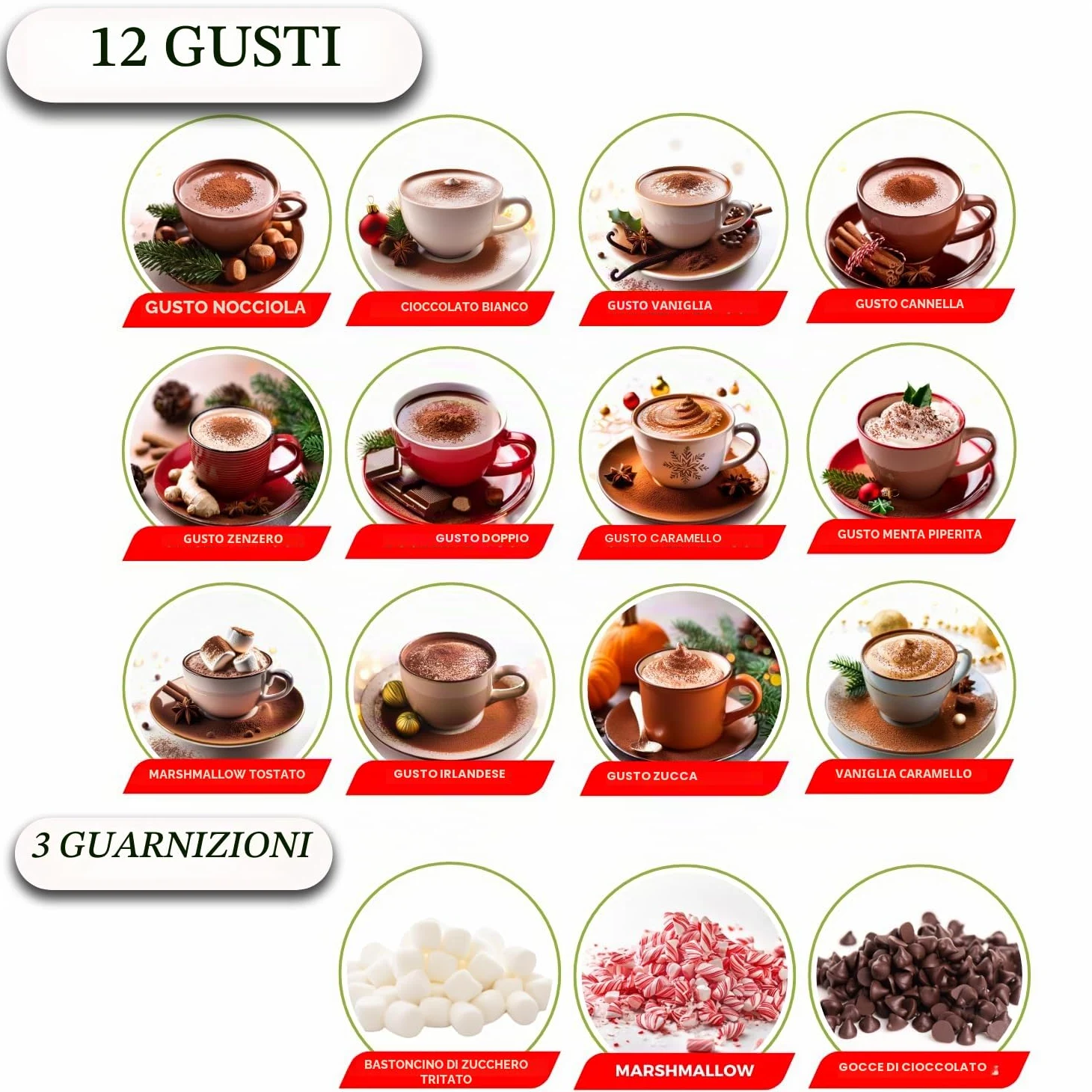 Calendario dell'Avvento 2023 | Set Regalo di Cioccolata Calda di 24 Giorni con Mini Marshmallow - Varietà di Natale