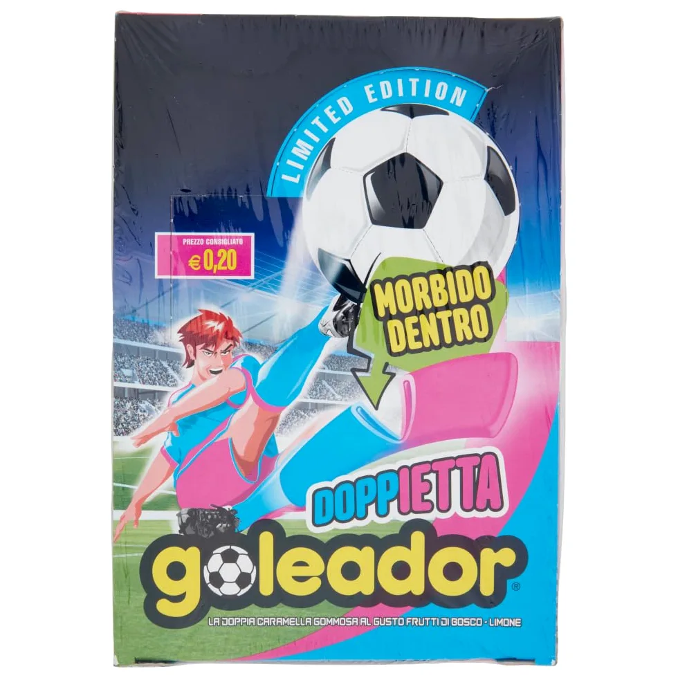 Goleador Lastrina Doppietta, Caramelle Gommose, Gusto Frutti di Bosco e Limone, Senza Glutine, con Zucchero, Confezione da200 Monopezzi, da Condividere con Amici o con Chi Vuoi