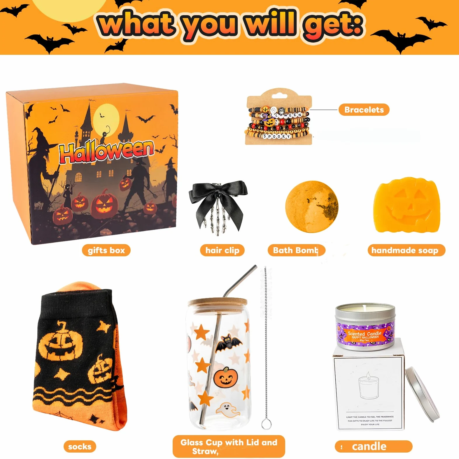 Boo Basket Stuffers per donne adolescenti, regali di Halloween per donne, adolescenti, ragazze, la sua migliore amica, sorella, figlia, mamma, moglie, fidanzata, collega, bestie, set regalo