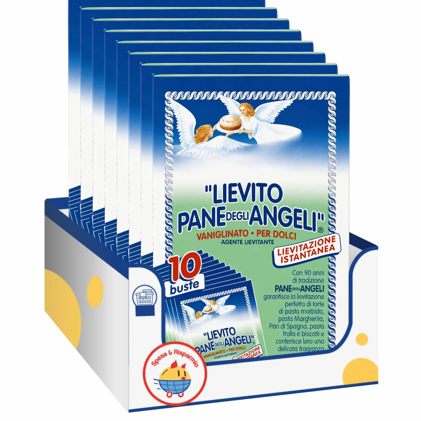 Lievito per Dolci Vanigliato Istantaneo – Agente Lievitante per Torte, Biscotti e Pan di Spagna – 160 g (10 Buste da 16 g) – Variazioni 4/8/12 Pezzi (12 pezzi)
