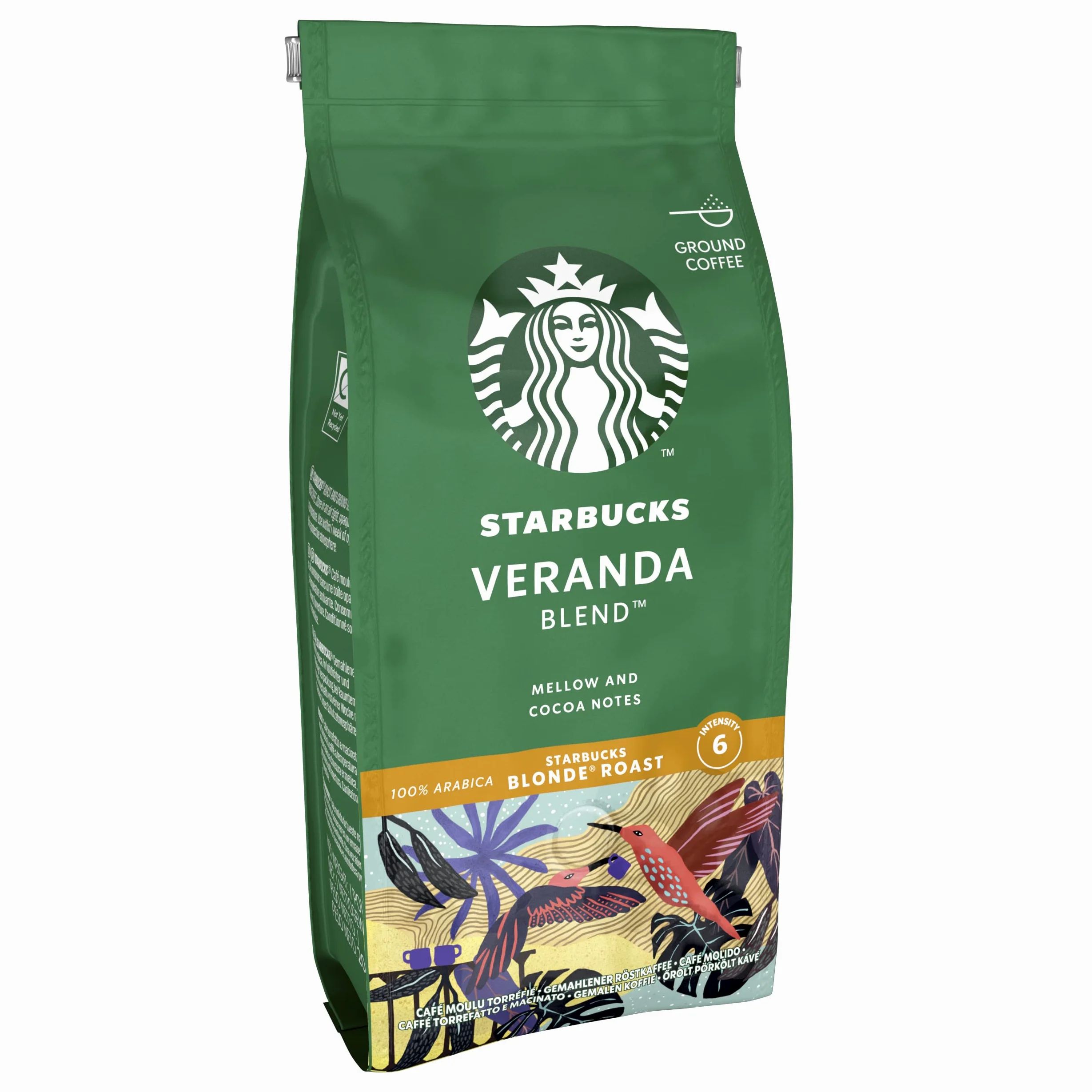 STARBUCKS Veranda Blend Caffè Macinato Tostatura Leggera, 6 Sacchetti da 200g (1,2kg)