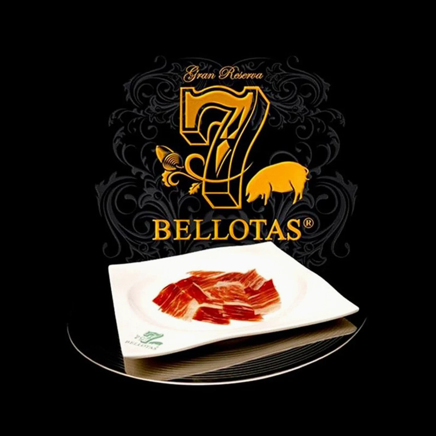 Prosciutto 7 BELLOTAS 100% Iberico di Ghianda | Jamon Bellota Pata Negra | Prosciutto crudo con 48 Mesi di stagionatura Naturale (Disossato +1,0KG)