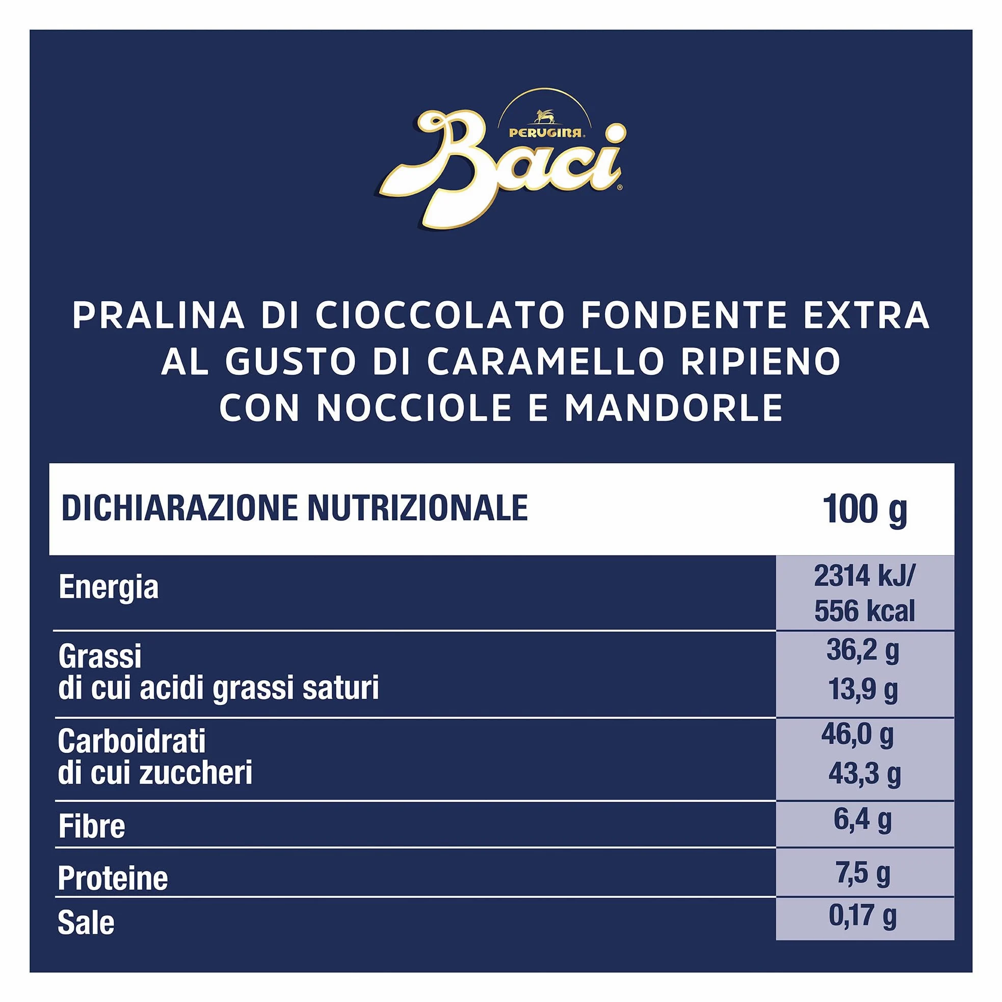 BACI PERUGINA Caramellato alle Mandorle Cioccolatini Fondenti ripieni al Gianduia, Scatola Regalo 150g
