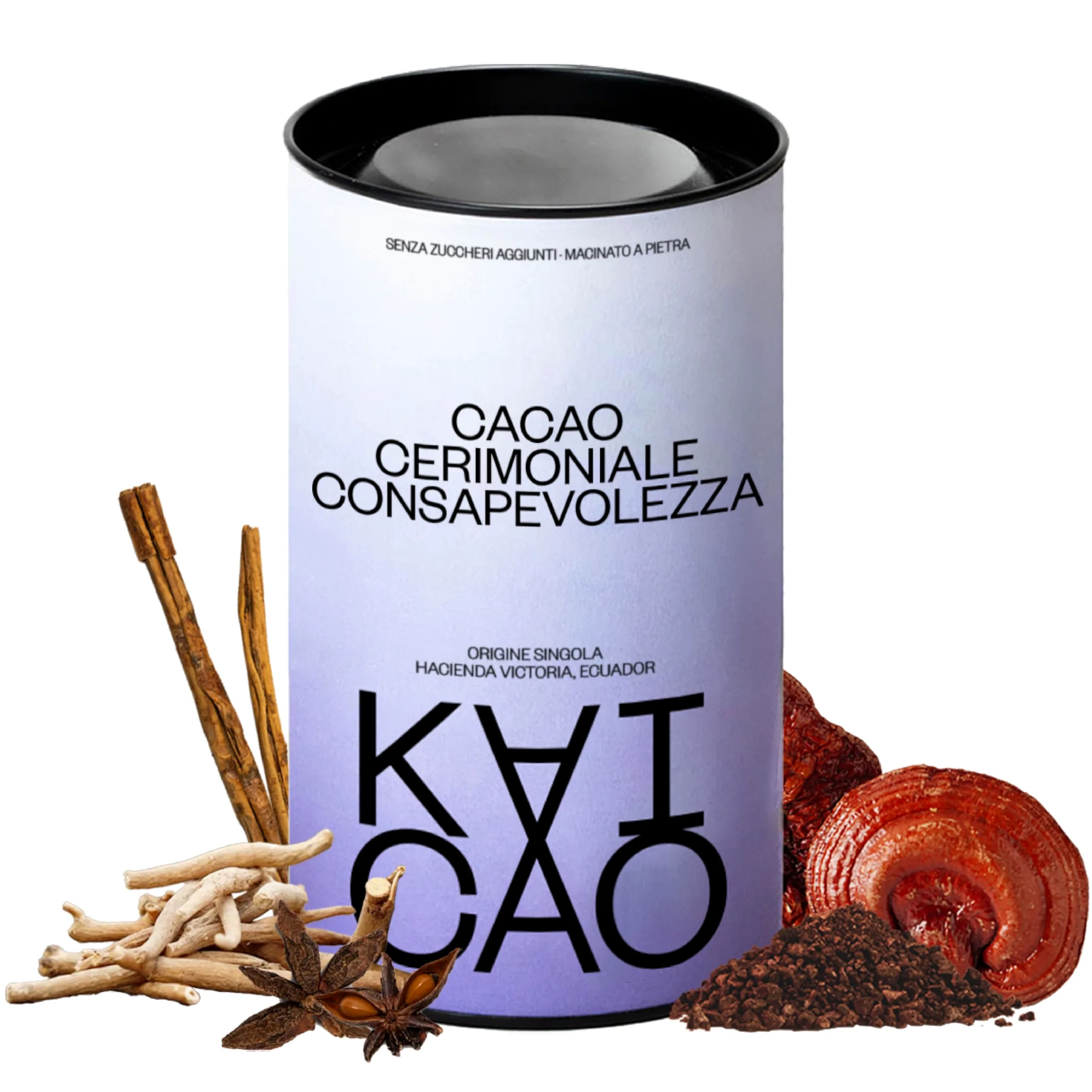 Kaicao Cacao Cerimoniale Mindfulness con Reishi e Ashwagandha - Cacao Puro Macinato in Polvere, origine Ecuador – Senza Zucchero, Vegano, Senza Glutine, Dieta Keto - 201