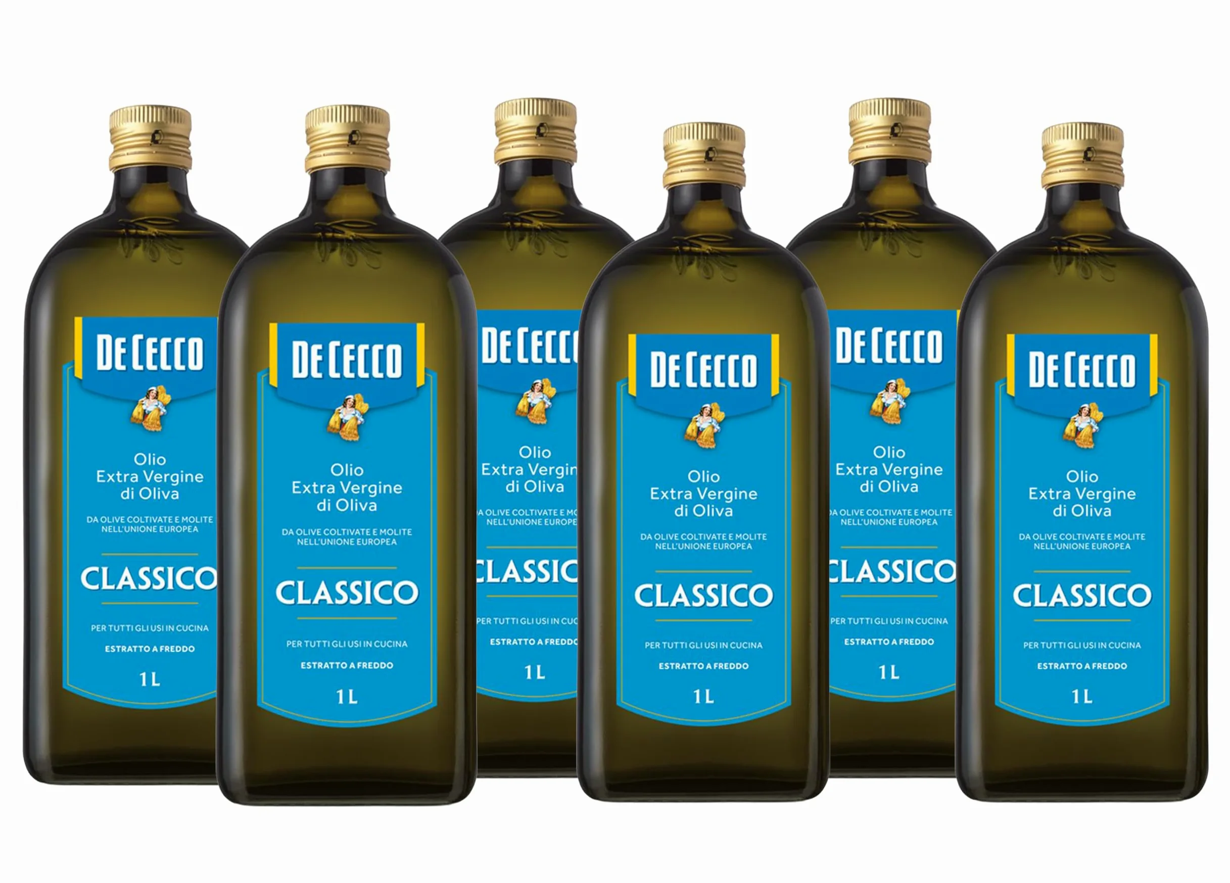 Olio Extravergine di Oliva Classico De Cecco | 6 Bottiglie da 1 L | Totale 6 Litri | Formato Scorta Convenienza
