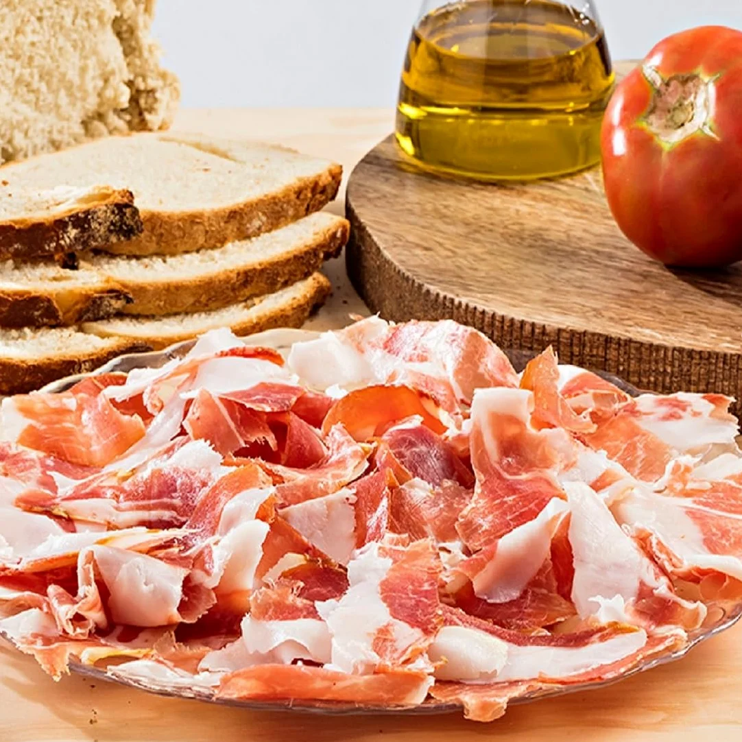 LalolaGourmet I Prosciutto Serrano Spagnolo -Trevélez I.G.P 7.5/8 kg Etichetta BLU, Stagionatura Naturale 100% Minima 17 Mesi, Senza glutine, Senza additivi