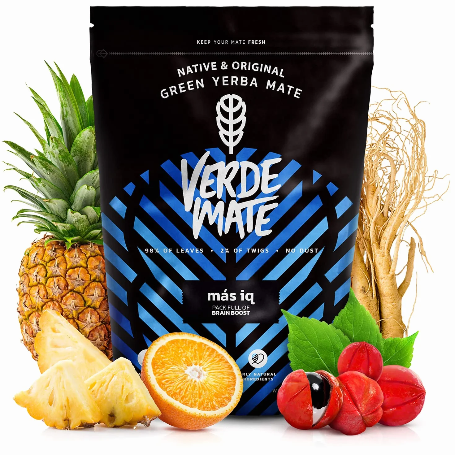 Set Verde Mate (2x500g) 1kg - Due confezioni di yerba mate brasiliana, Mas IQ e Frutos Tropicales, Calabash, bombilla e accessori