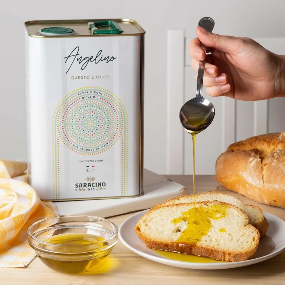 SARACINO 1925 Olio Extravergine di Oliva Italiano 100% – Lattina 3L – Estratto a Freddo – Bassa Acidità <0,4% – Blend Cellina di Nardò, Ogliarola Salentina e Leccino – Olio EVO di Qualità Superiore