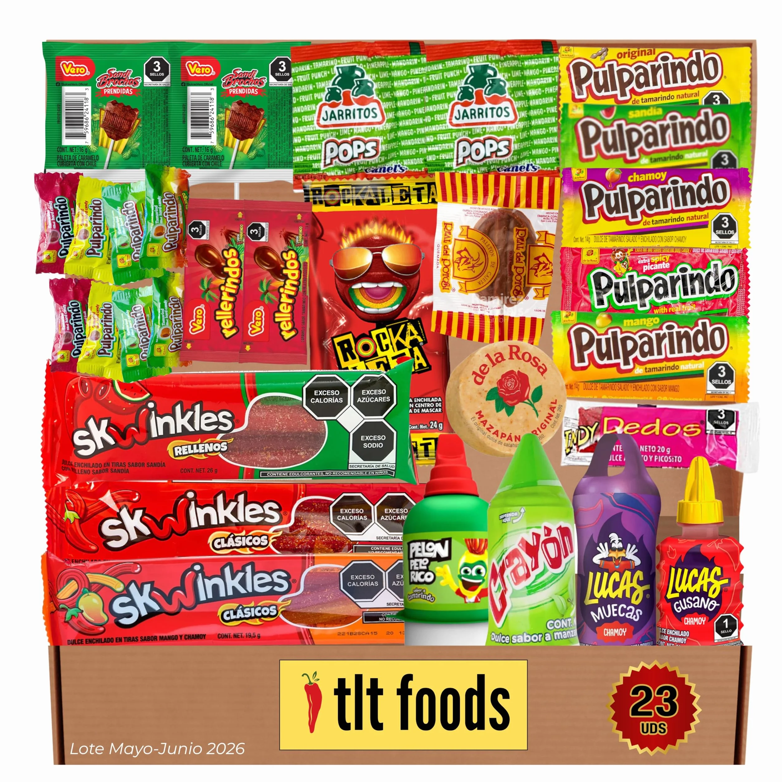 TLT FOODS Lotto Dolci Messicani – Confezione Varietà di Dolci Messicani Piccanti da Regalare, Mix Assortito di Caramelle, Candy Box Snack Messico, Chamoy, Pelon Pelo Rico, Pulparindo