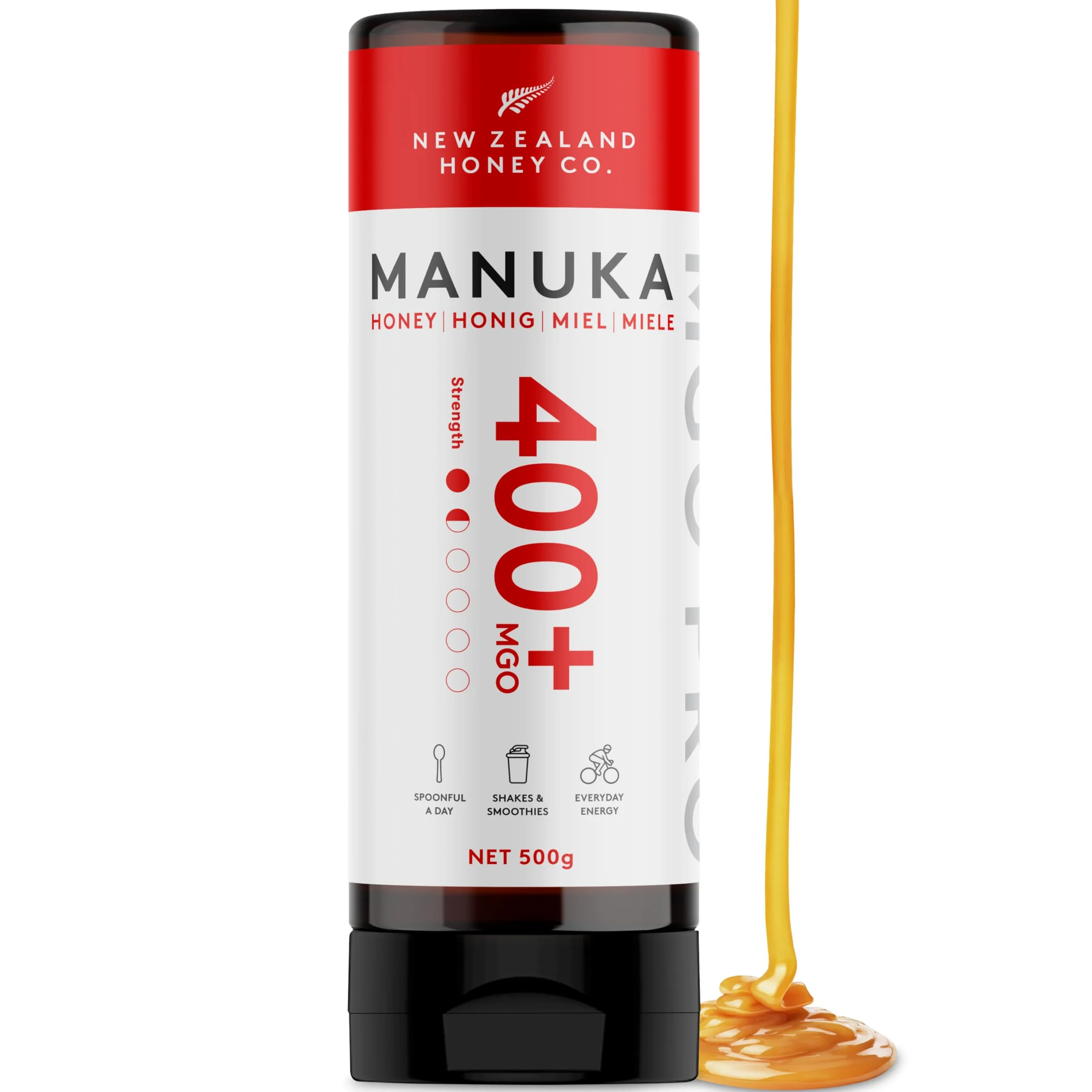 New Zealand Honey Co. Miele di Manuka MGO 400+ | Attivo e lordo | Prodotto in Nuova Zelanda | 500g
