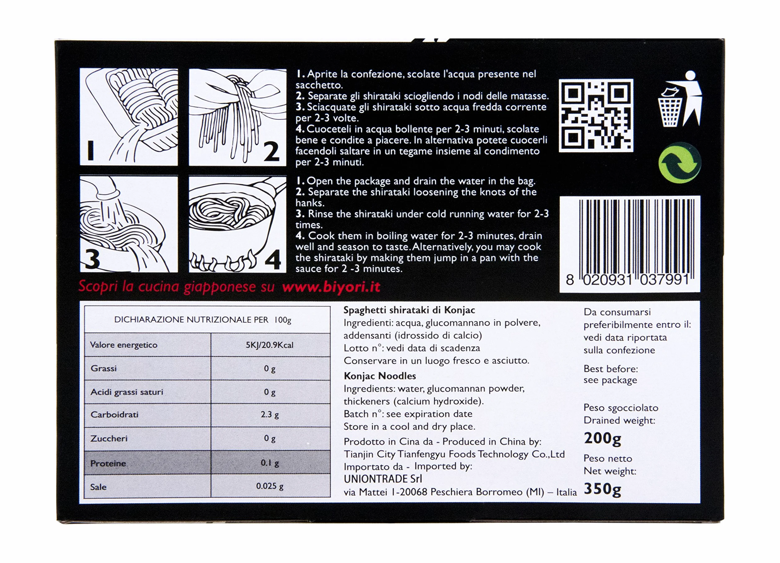 Biyori Noodle di Konjac, Shirataki - 350 gr - [confezione da 4]