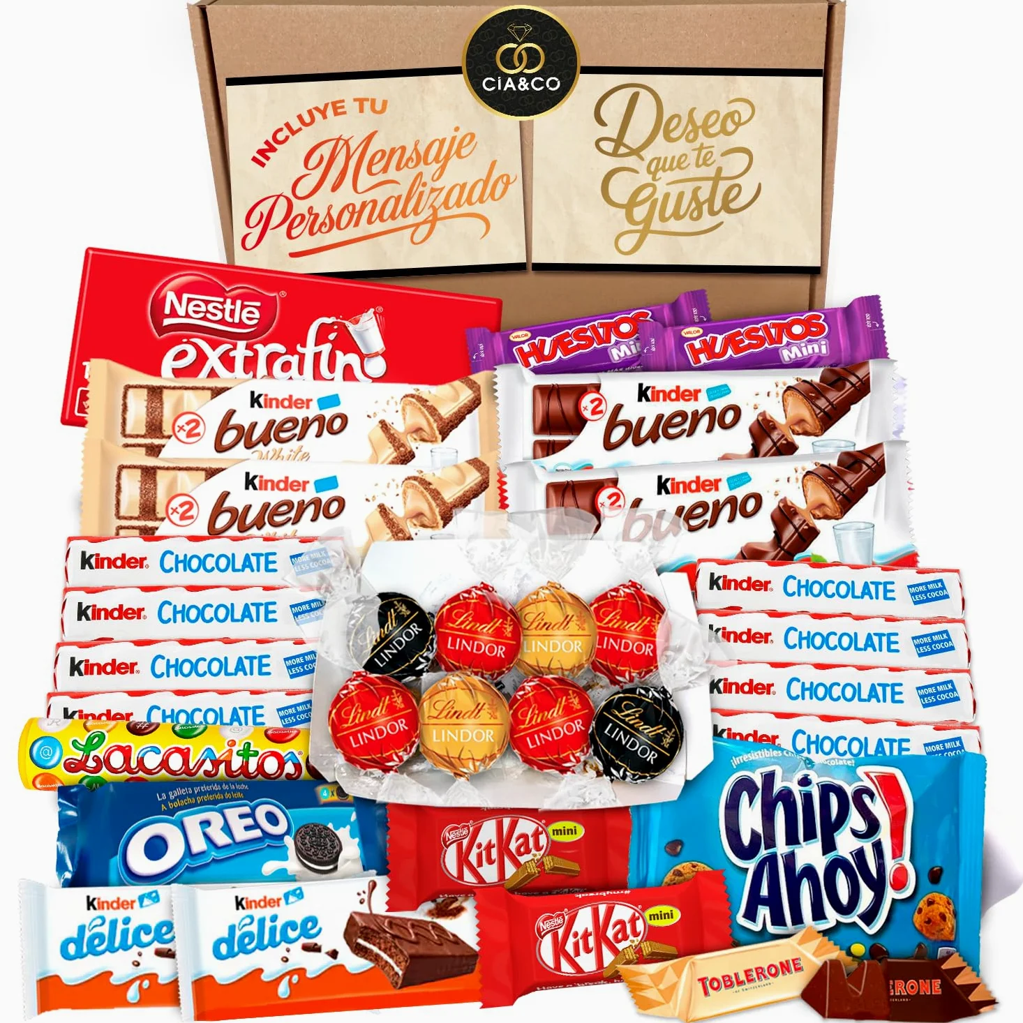 Confezione Regalo Dolci Kinder, Lindt, Milkibar - 35 Cioccolatini