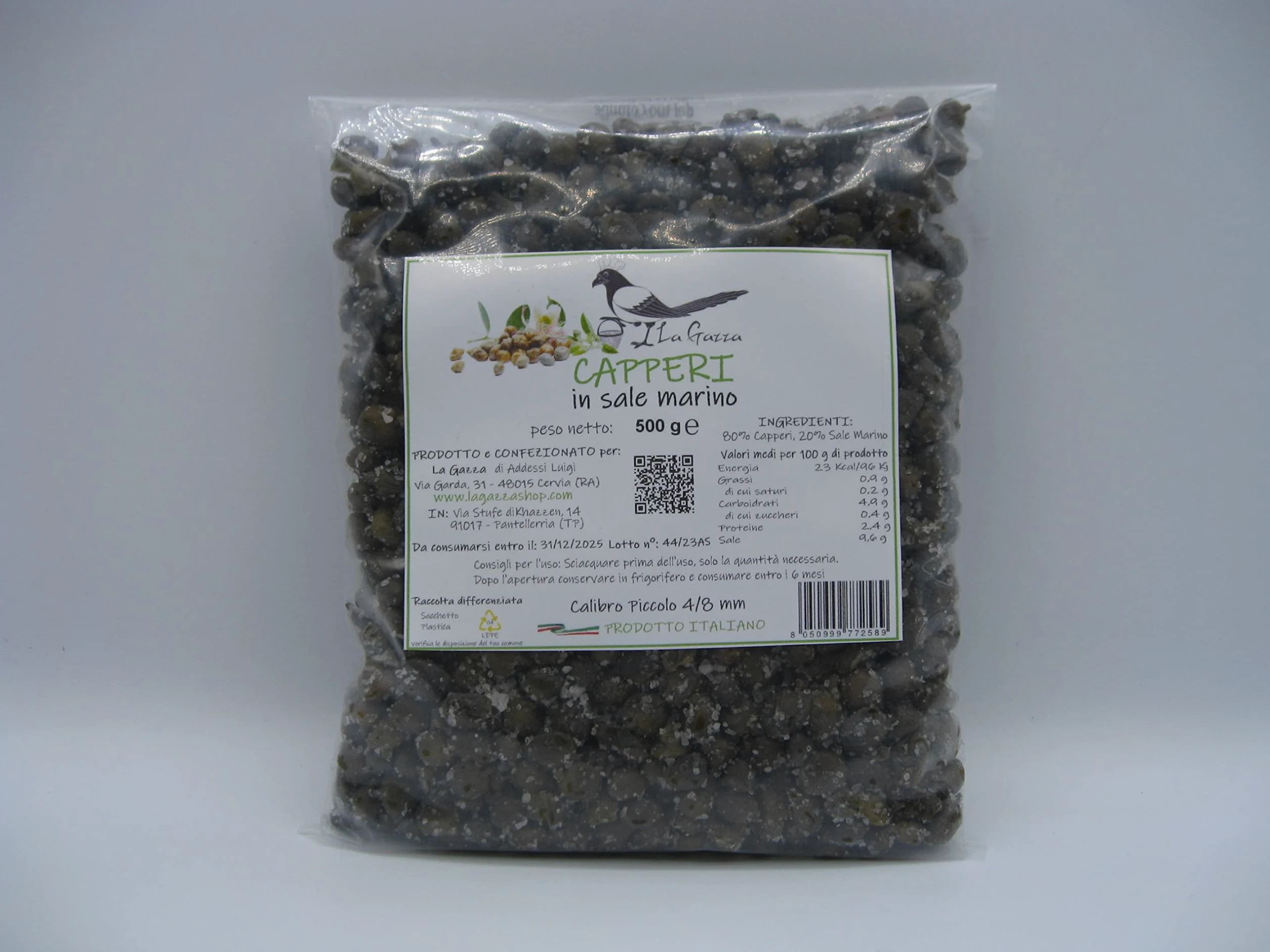 Capperi di Pantelleria in sale marino - Sacchetto da 500 gr (Calibro Grande)