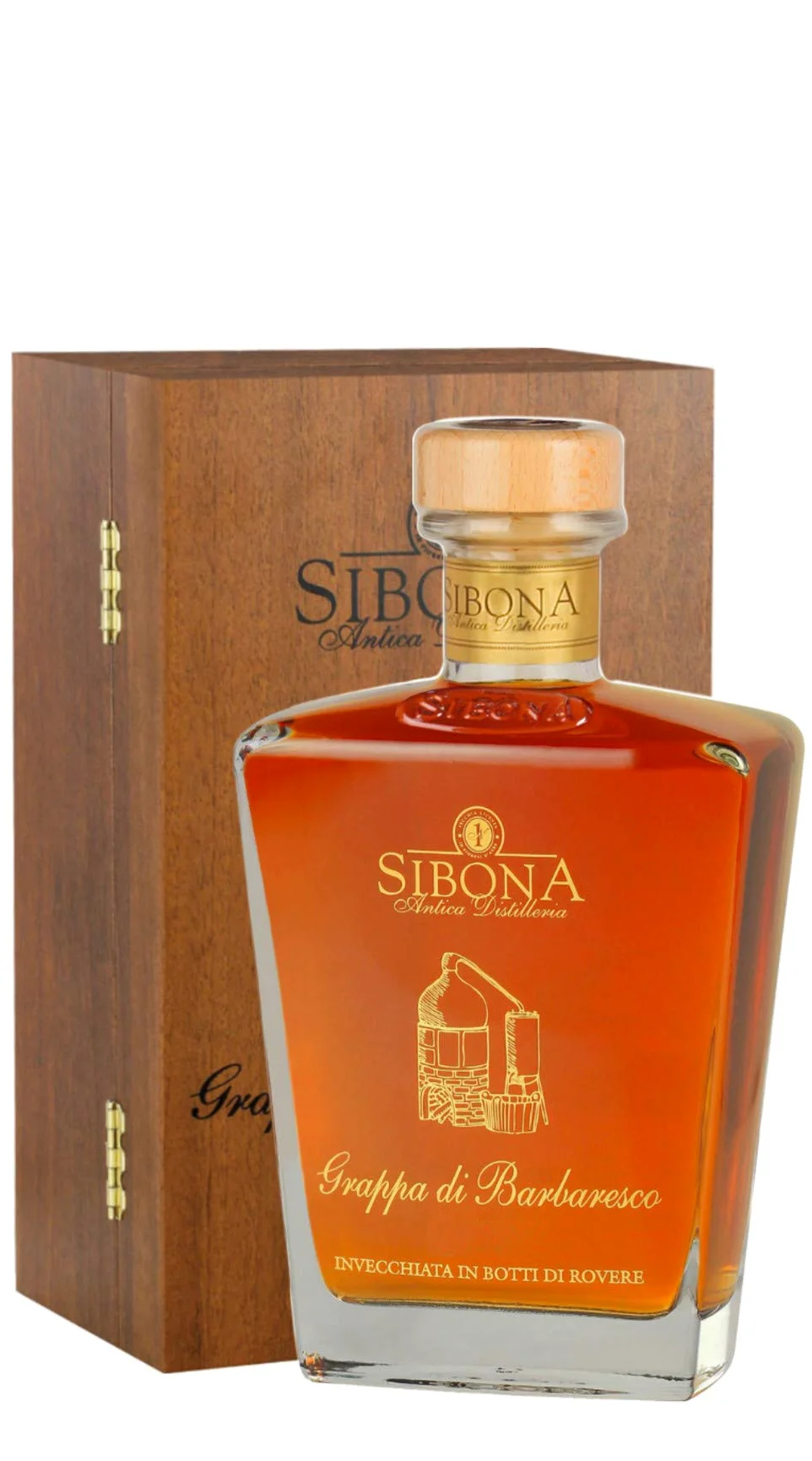Sibona " Grappa Decanter di BARBARESCO Millesimata" 70 cl ast.legno