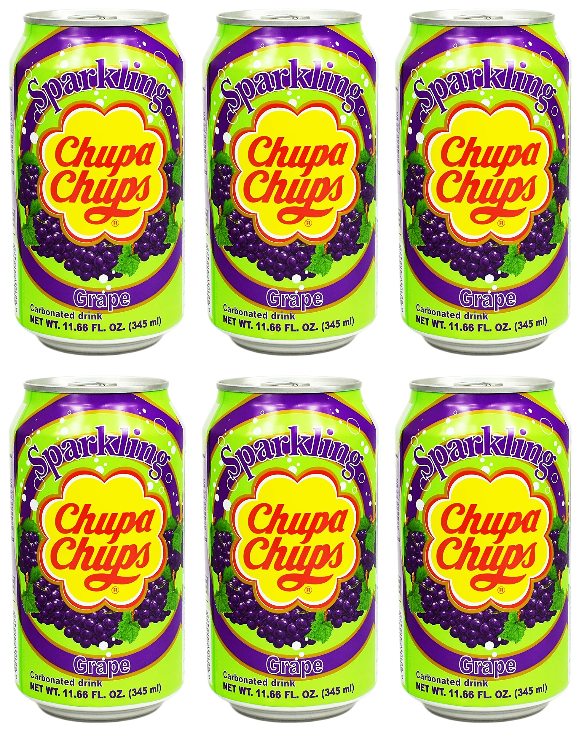 Nam Yang Chupa Chups - Bevanda frizzante al gusto di uva, 345 ml (6 lattine)