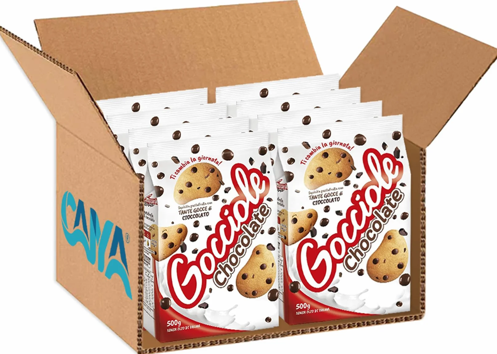 Gocciole Classiche Chocolate Biscotti con Gocce di Cioccolato 500g [BOX da 8 Confezioni]