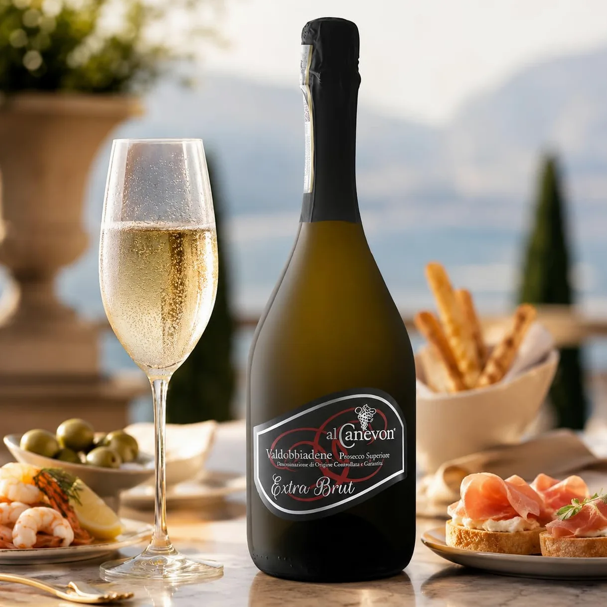 Prosecco Valdobbiadene Offerta Prosecco Superiore Extra Brut DOCG Conegliano Valdobbiadene - Si Abbina Con Dolci a Base Di Cioccolato 750ML