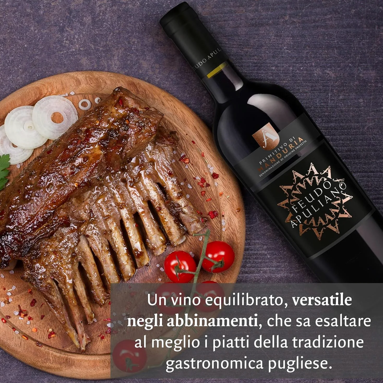 Feudo Apuliano Primitivo di Manduria DOP, Vino Rosso dal Gusto Corposo, Caldo con Retrogusto Persistente e Avvolgente, con Note di Frutta Matura, 15% Vol, Confezione con 6 Bottiglie da 750 ml