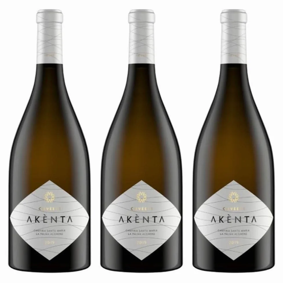 Vermentino di Sardegna DOC AKENTA CUVÉE 71 - Vino Bianco Aromatico - Perfetto per Aperitivi e Piatti di Mare - 3 Bottiglie da 75cl - Cantina Santa Maria La Palma