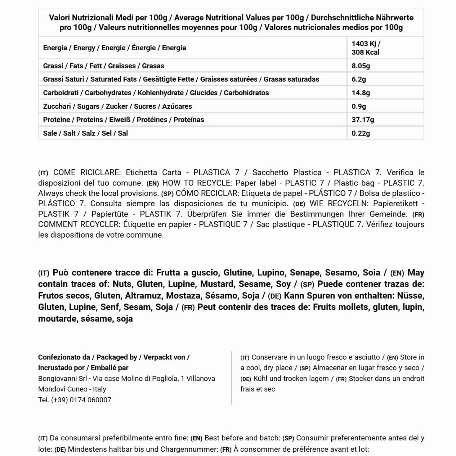 BONGIOVANNI FARINE E BONTA' NATURALI Farina di Lino Scuro BIO 5Kg