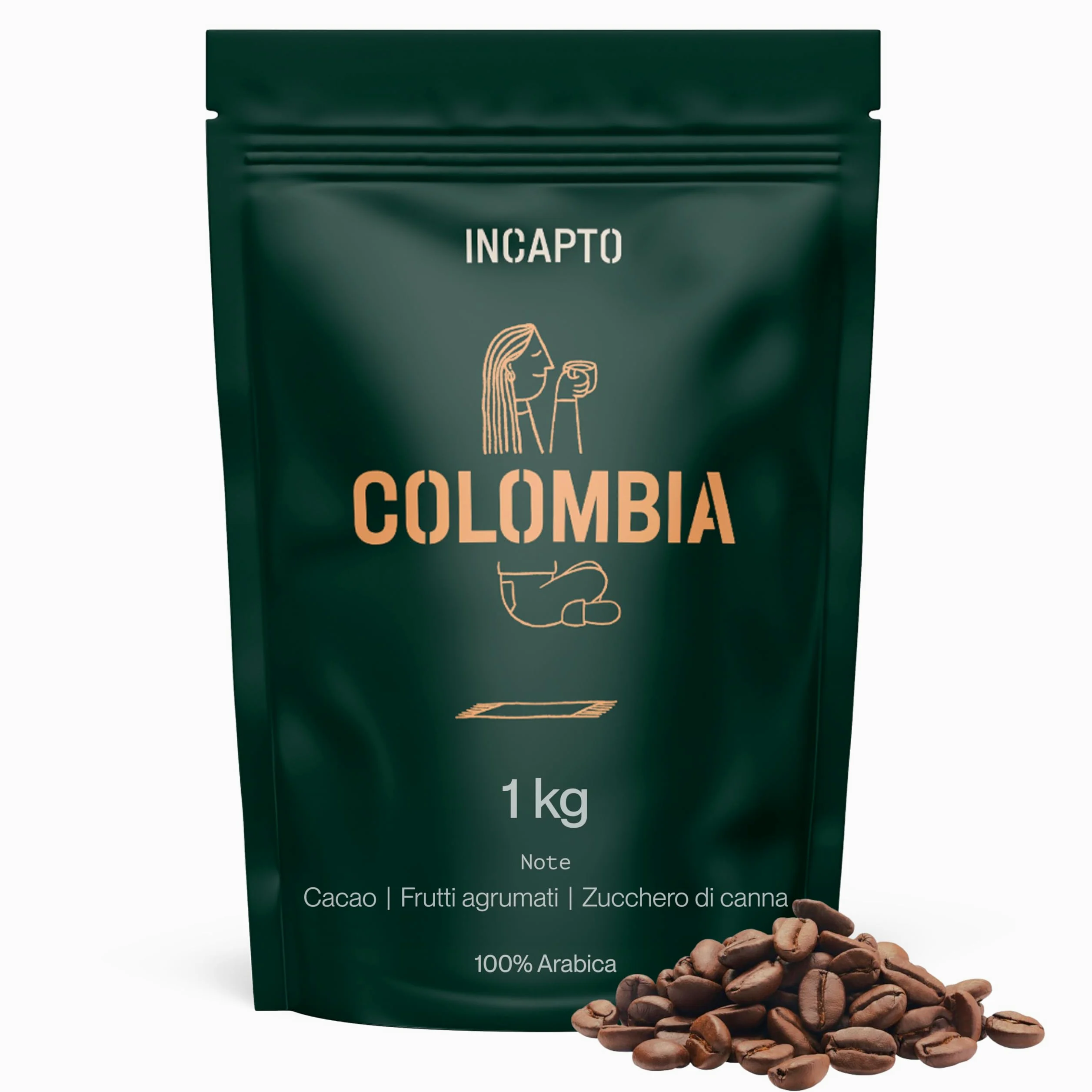 Incapto Caffè in Grani di Specialità 1kg | Origine Colombia | 100% Arabica | +80 punti SCA | Tostatura Naturale e Artigianale | Caffè Grani Naturale | Finca Huila, Cadifihuila
