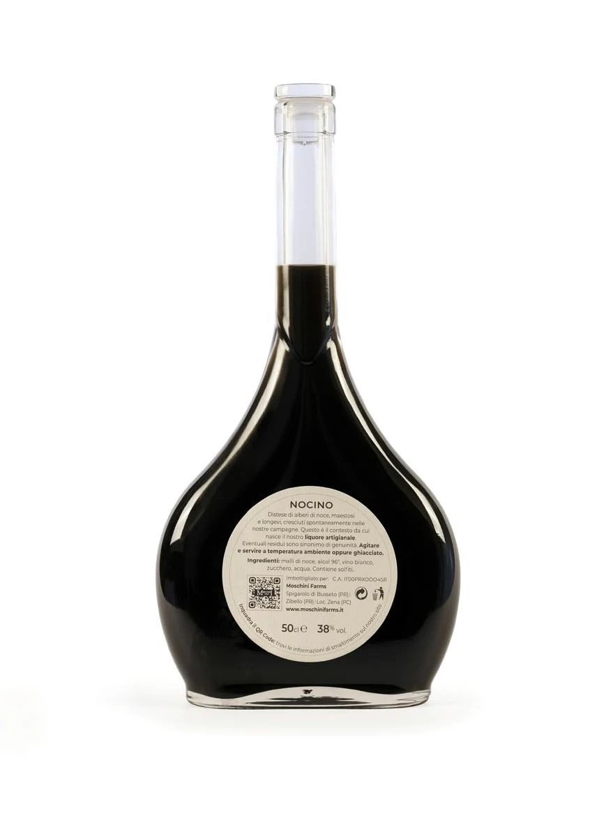 Moschini Farms - Nocino Liquore Artigianale con Malli di Noce Raccolti a Mano | Made in Italy | Bottiglie Esclusive Numerate a Mano | 90 Giorni di Infusione, Invecchiamento di Almeno un Anno