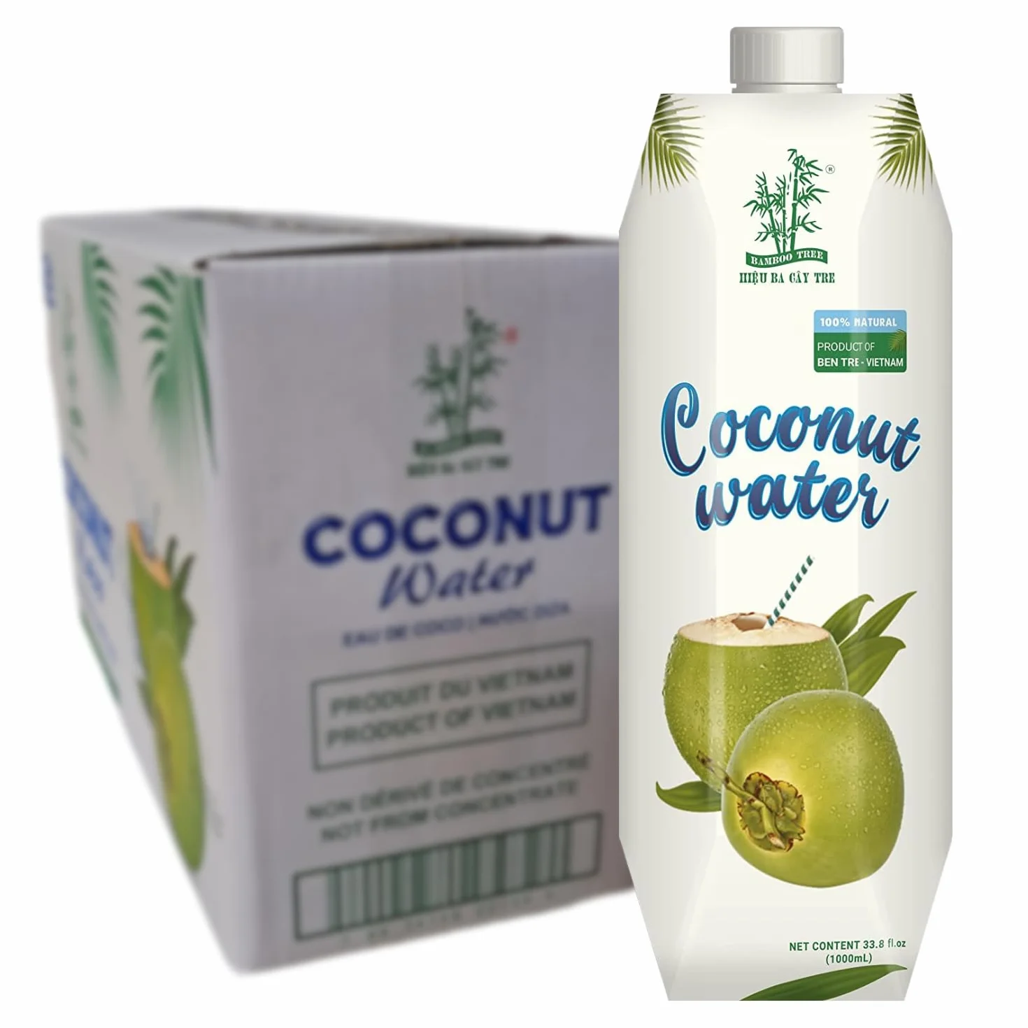 BAMBOO TREE Acqua di cocco, Multipack, 12 X 1 LTR