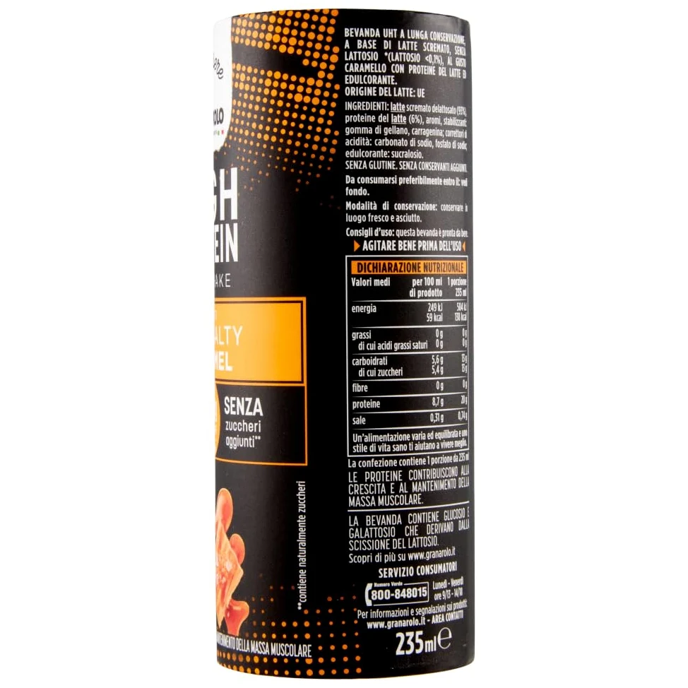 Granarolo MIX High Protein Milkshake Arabica Caramello Salato Dark Choco 20g di Proteine Senza Lattosio - 235ml